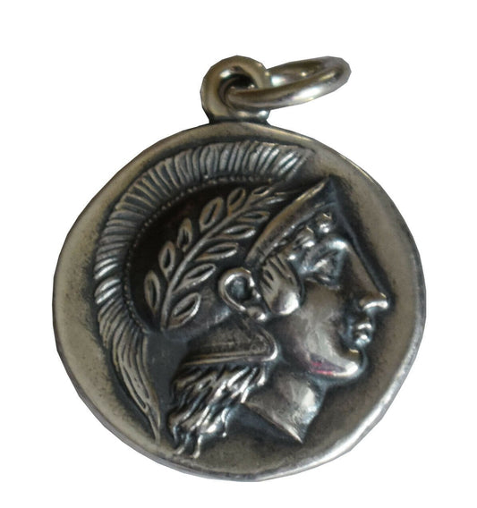 Athena Minerva Greek Roman Goddess of Wisdom - Bull  - Didrachm of Thourion - Coin Pendant - 925 Sterling Silver