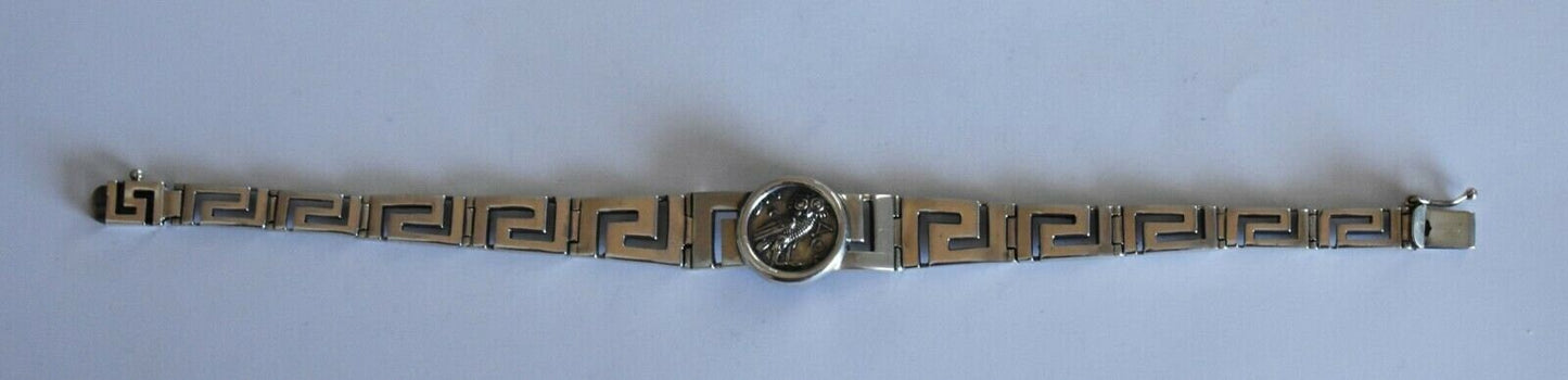Owl of Wisdom and Intelligence - Symbol of Goddess Athena Minerva - Ancient Greece - Bracelet - 925 Sterling Silver