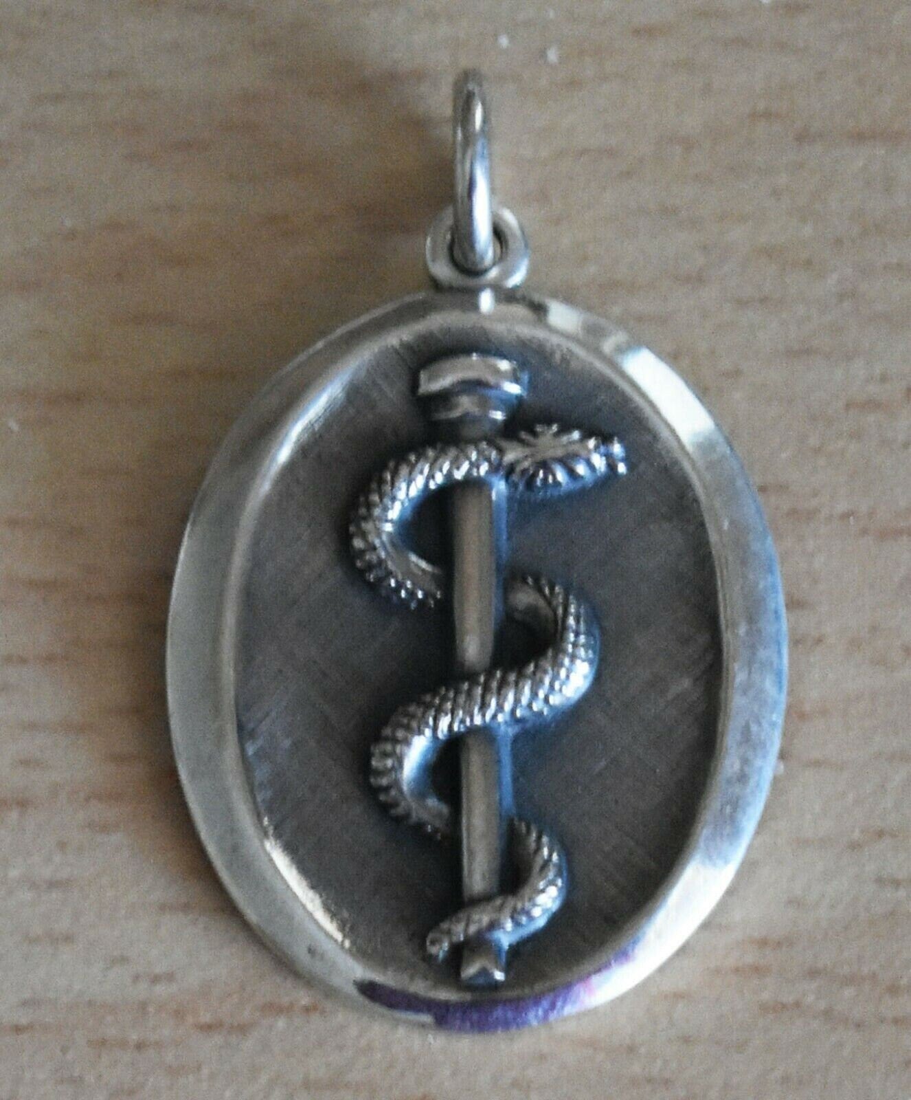 Rod - Sacred Symbol of Asclepius - Ancient Greek God of Medicine and Healing - DNA Helix - Pendant - 925 Sterling Silver
