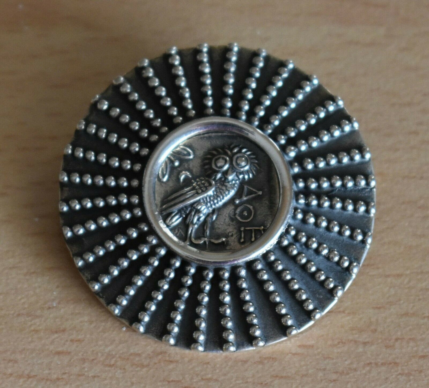 Athenian Owl - Athena Minerva Greek Roman Goddess of Wisdom - Tetradrachm 431-413 BC - Brooch Pin - 925 Sterling Silver
