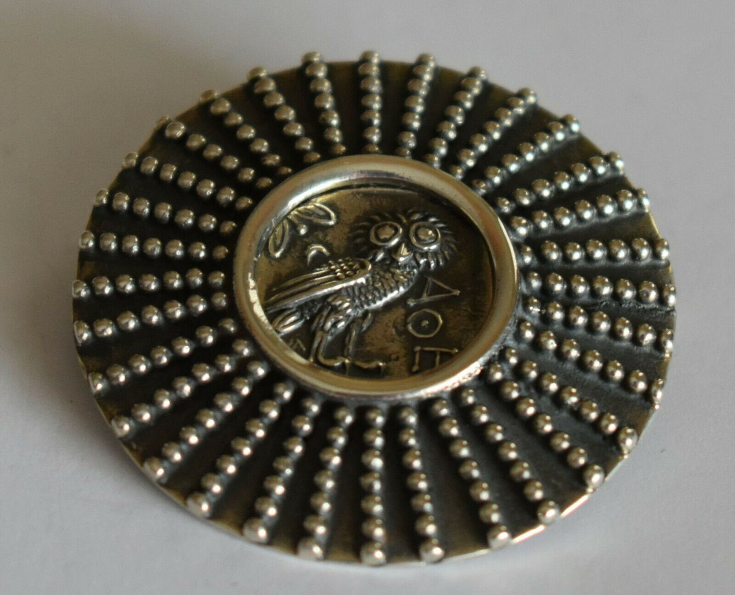 Athenian Owl - Athena Minerva Greek Roman Goddess of Wisdom - Tetradrachm 431-413 BC - Brooch Pin - 925 Sterling Silver