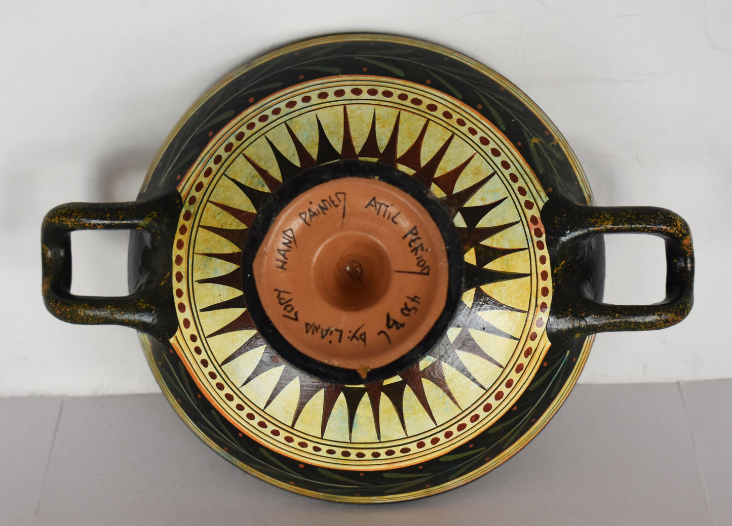 Dionysus Bacchus - Greek Roman God of Wine, Fertility, Ecstasy - Meander - Attic Period - 450 BC - Ceramic Kylix - Handmade in Greece