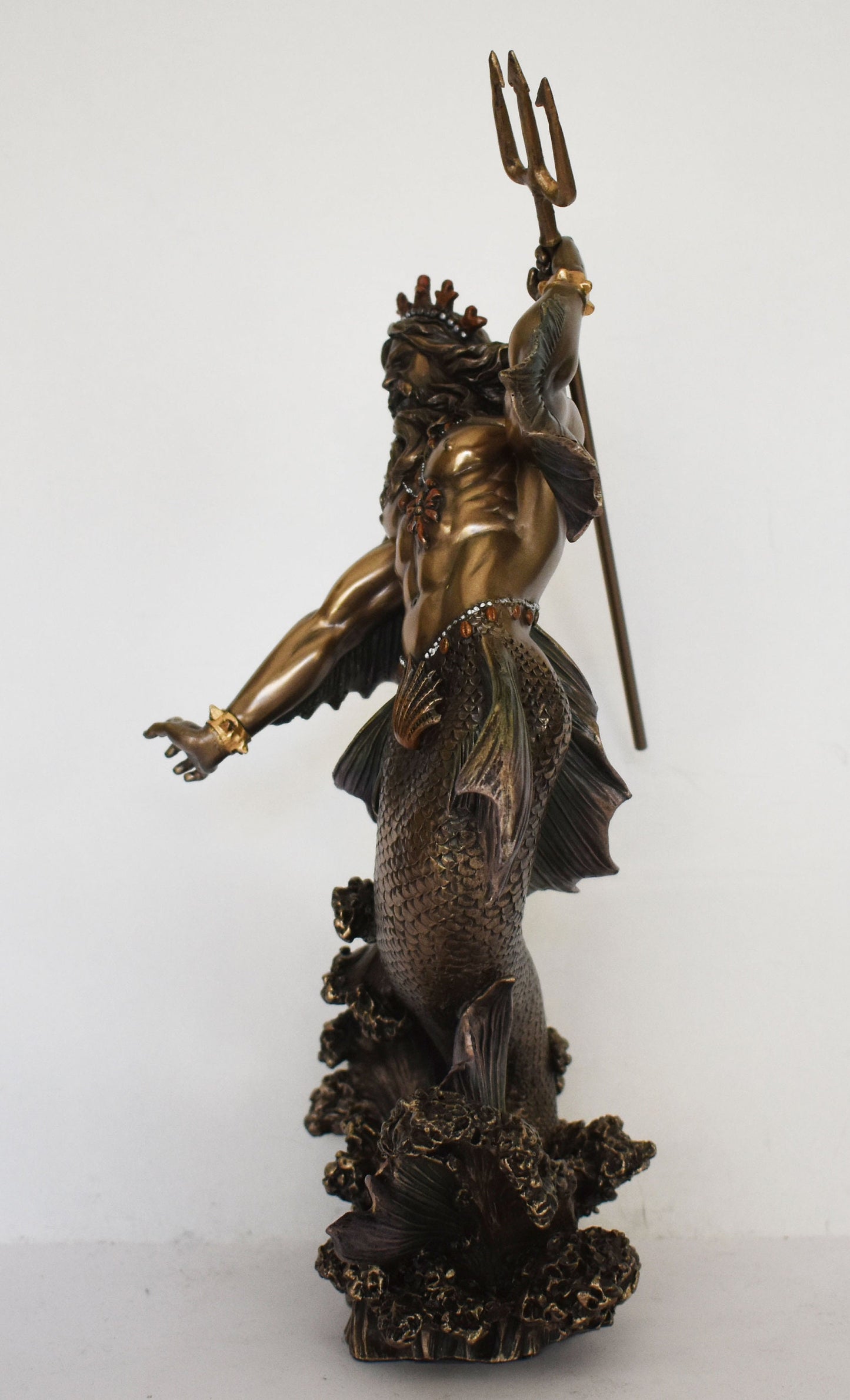 Poseidon Neptune - Greek Roman God of the Sea, Storms, Earthquakes and Horses - the ruler of the sea - Cold Cast Bronze Resin