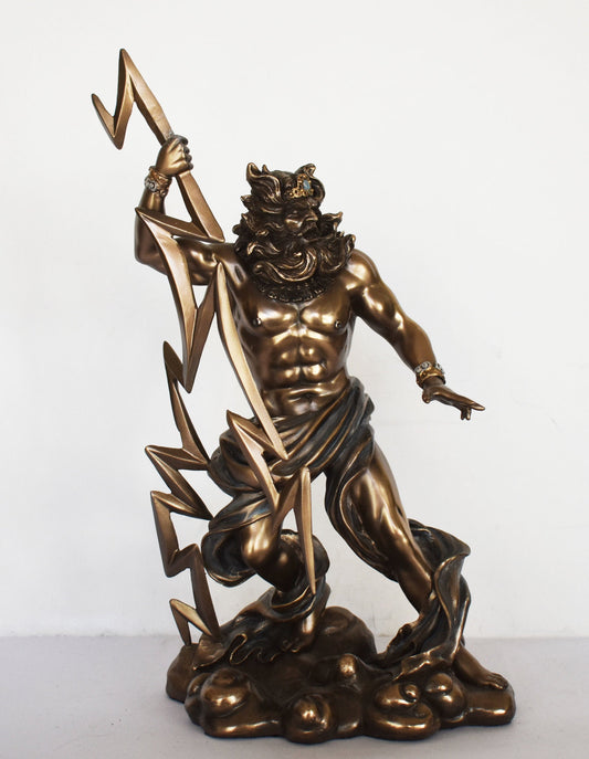 Zeus Jupiter - Greek Roman God of the Sky, Law and Order, Destiny and Fate - King of Mount Olympus - Greek religion - Cold Cast Bronze Resin