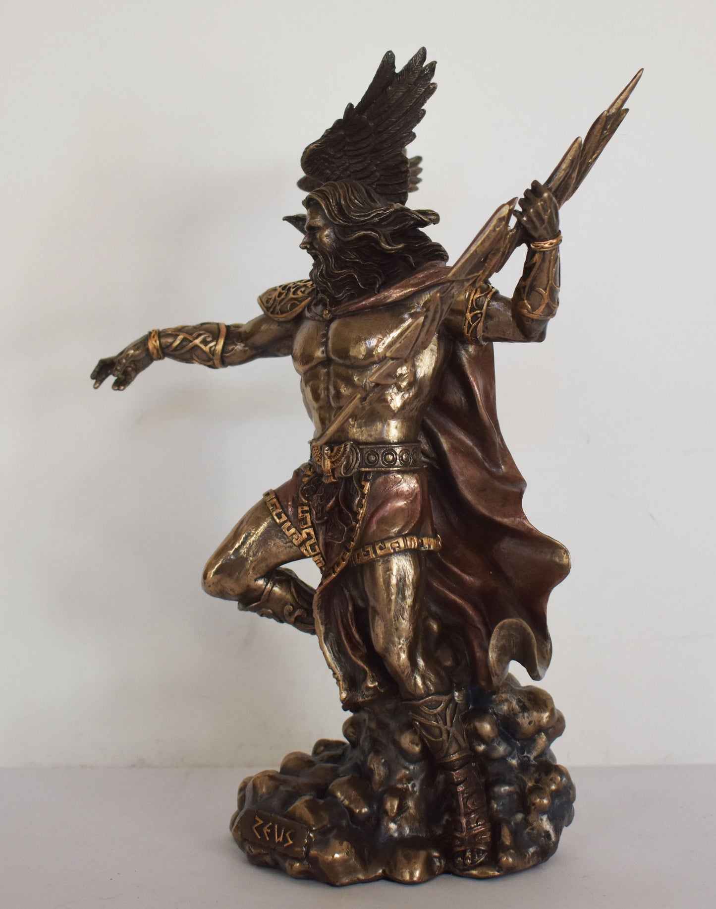 Zeus Jupiter - Greek Roman God of the Sky, Law and Order, Destiny and Fate - King of the Gods of Mount Olympus - Cold Cast Bronze Resin