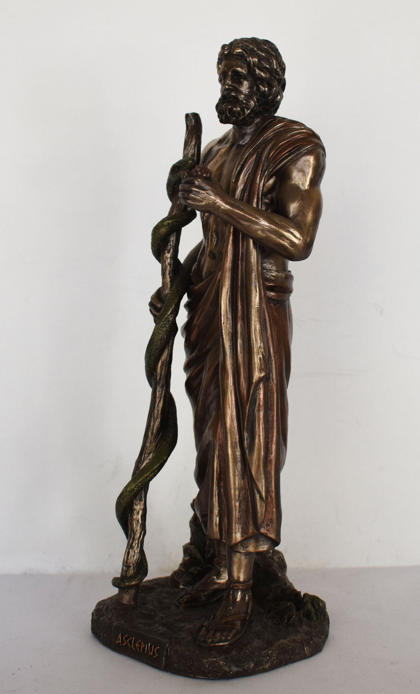 Asclepius -  Ancient Greek Hero - God of Medicine and Doctors - Represents the Healing Aspect of the Medical Arts - Cold Cast Bronze Resin
