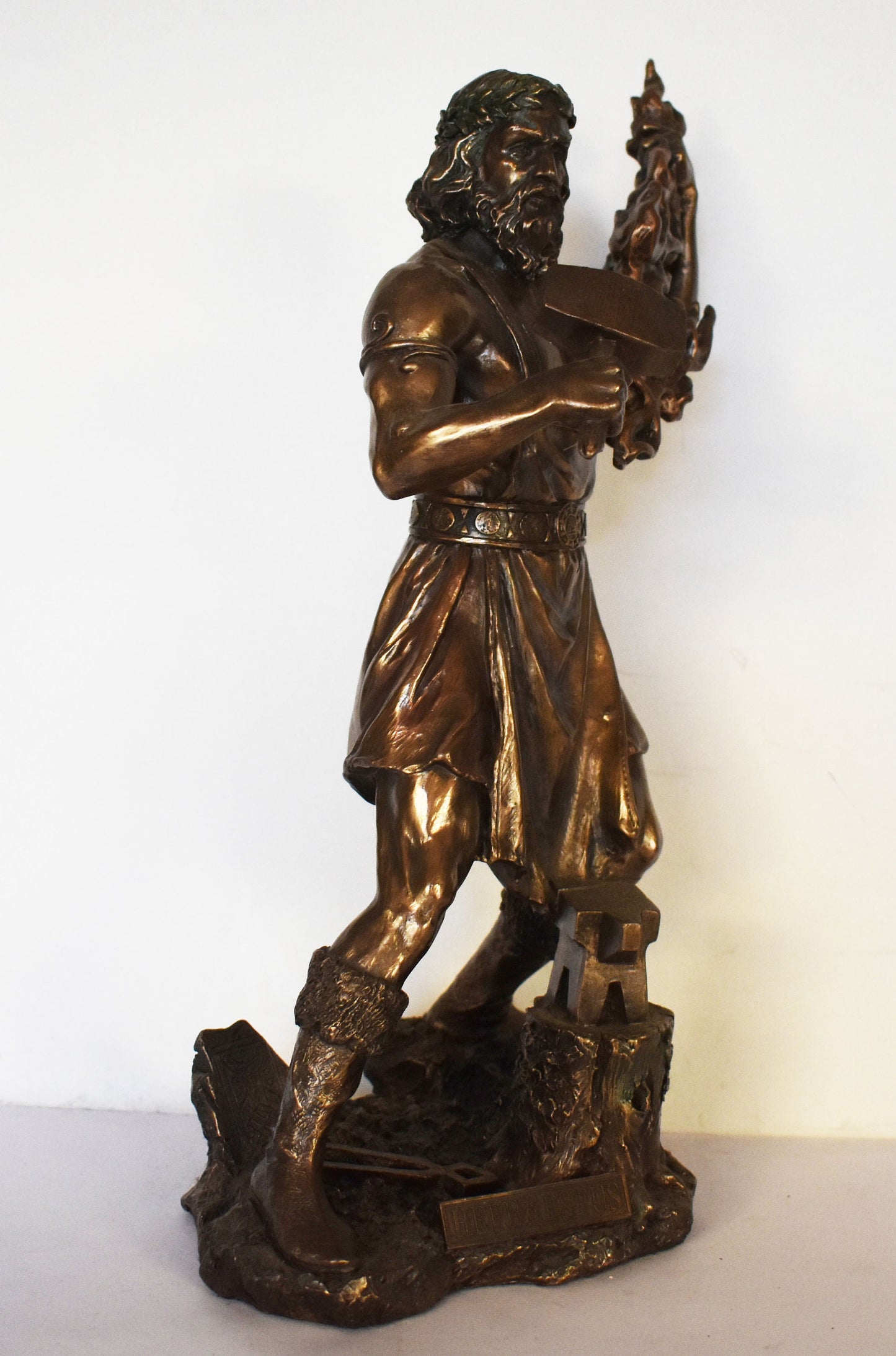 Hephaestus Vulcan - Greek Roman God of Blacksmiths, Metalworking, Craftsmen, forges, Fire and Volcanoes - Cold Cast Bronze Resin