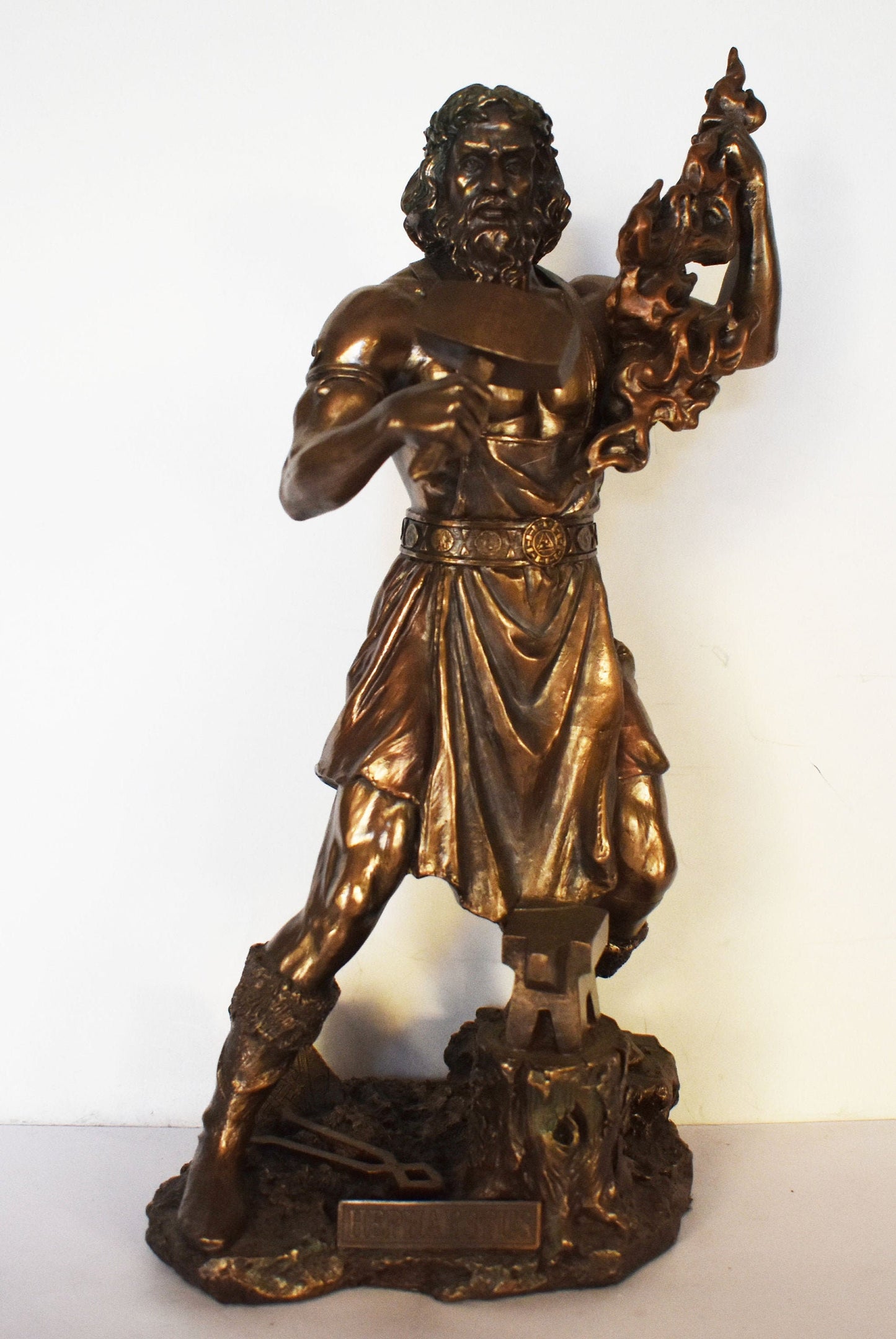 Hephaestus Vulcan - Greek Roman God of Blacksmiths, Metalworking, Craftsmen, forges, Fire and Volcanoes - Cold Cast Bronze Resin