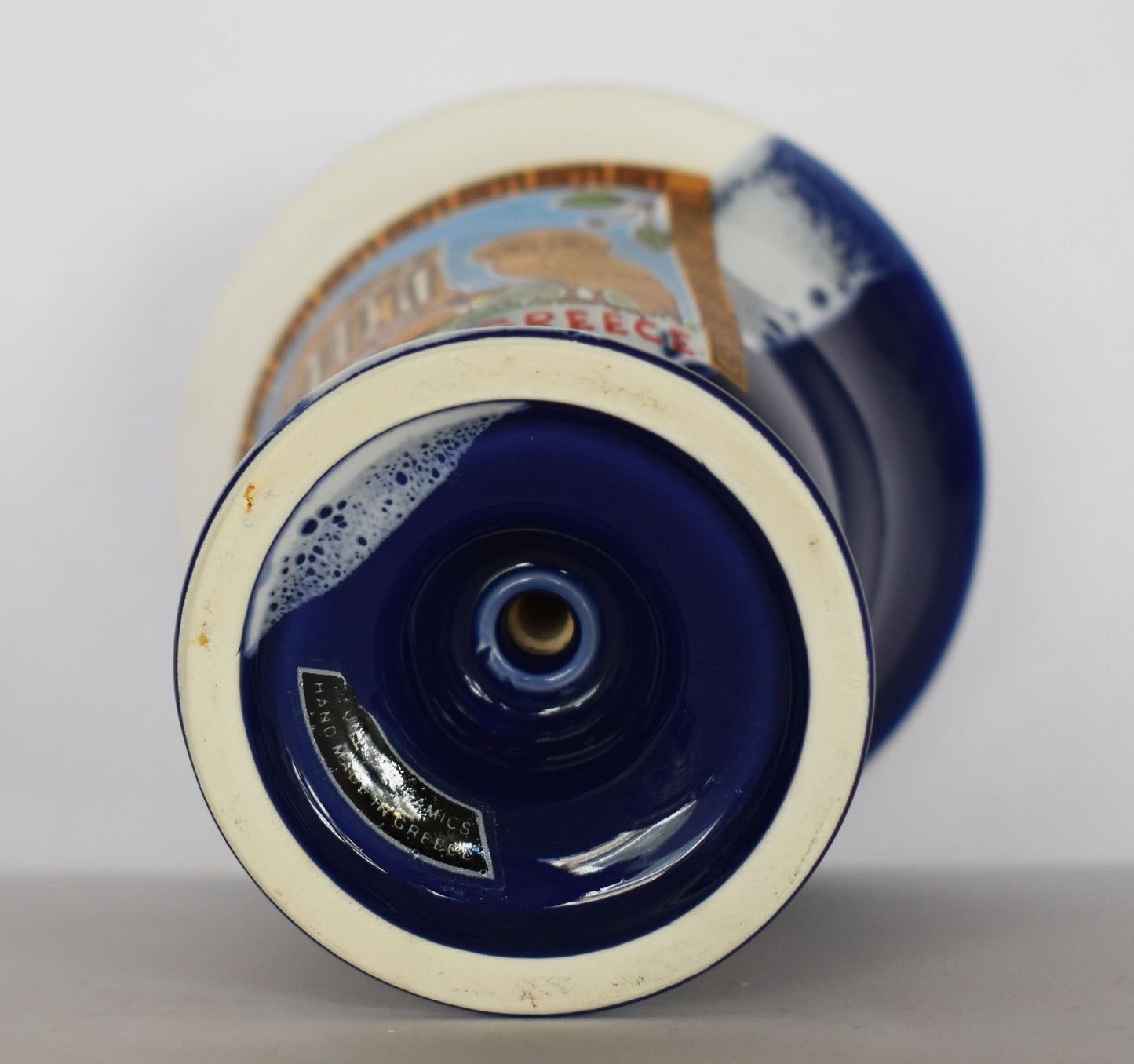 Pythagoras Cup - Fair Cup, Cup of Justice - Parthenon, Athena's Temple - Owl of Wisdom - Meander Design - Ceramic - Handmade in Greece