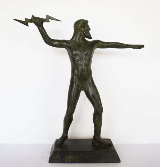 Zeus Jupiter-  Greek Roman King of all Gods of Mount Olympus - Ruler of Sky, Weather, Law and Order, Destiny and Fate - pure bronze statue