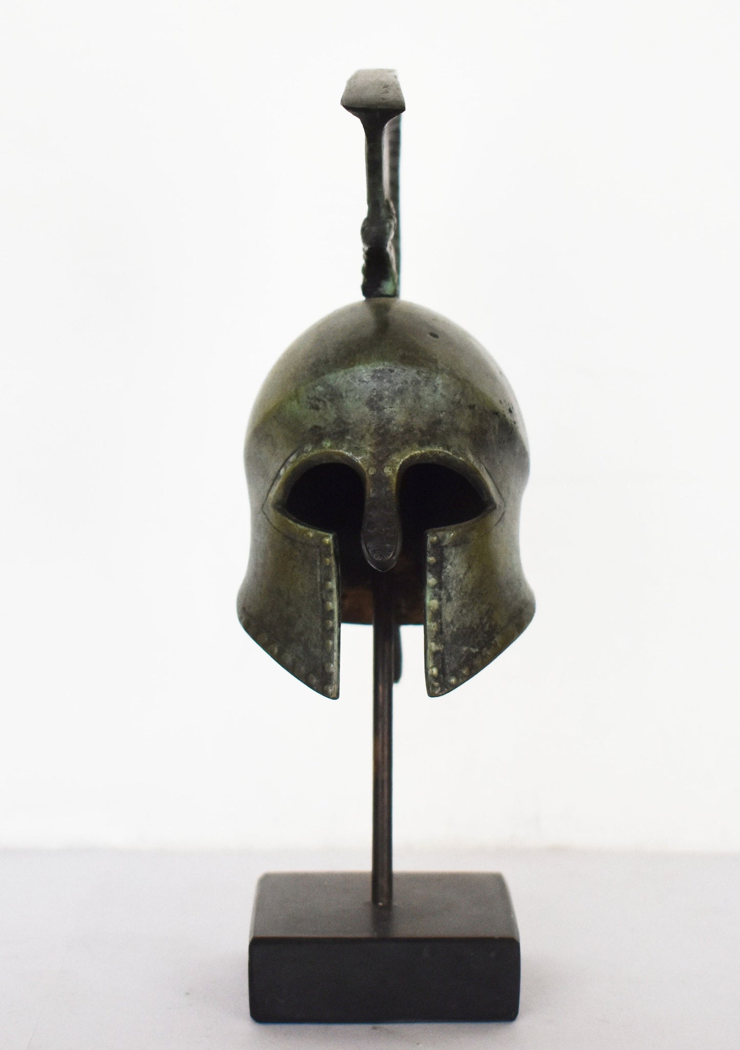 Ancient Greek Spartan Corinthian Helmet - Snake Motif - Marble Base - Museum Reproduction - pure bronze statue