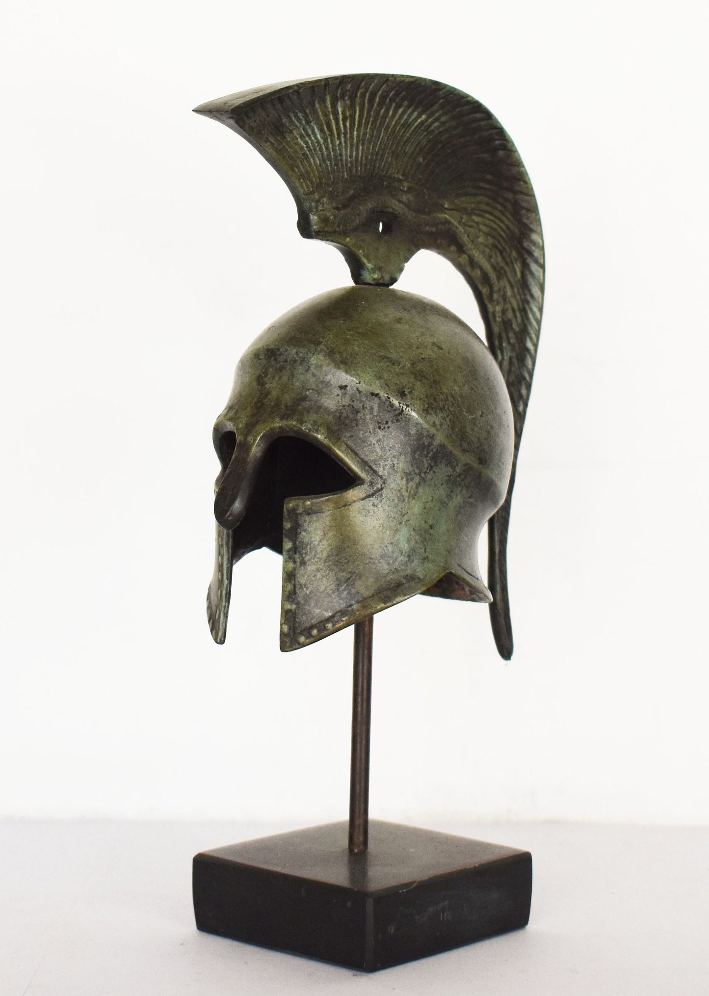 Ancient Greek Spartan Corinthian Helmet - Snake Motif - Marble Base - Museum Reproduction - pure bronze statue