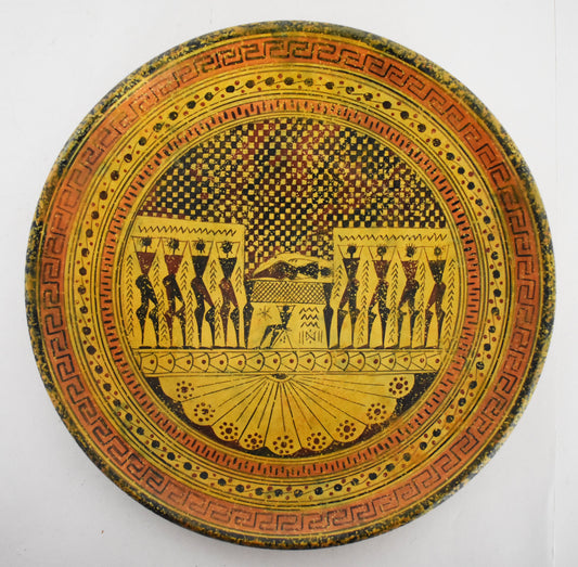 Funerar Representation of a Glorious Ancestry Man - Meander - Geometric Period - 700 BC - Ceramic plate - Handmade in Greece