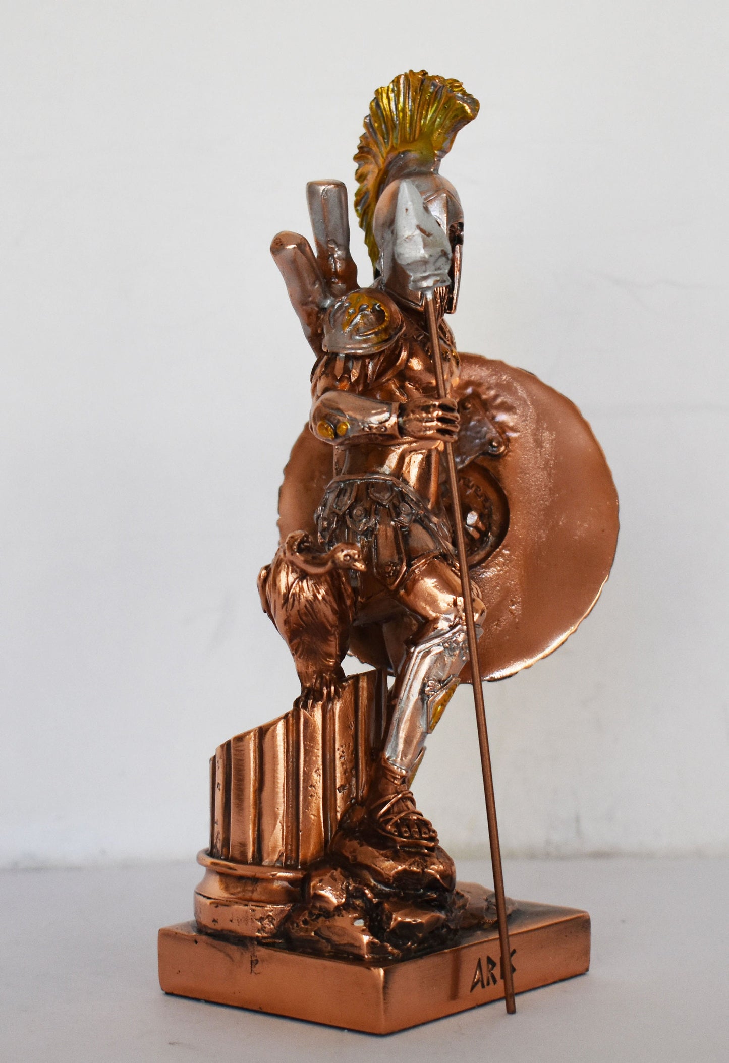 Ares Mars - Greek Roman God - The violent and physical untamed aspect of War - The Spirit of Battle - Copper Plated Alabaster