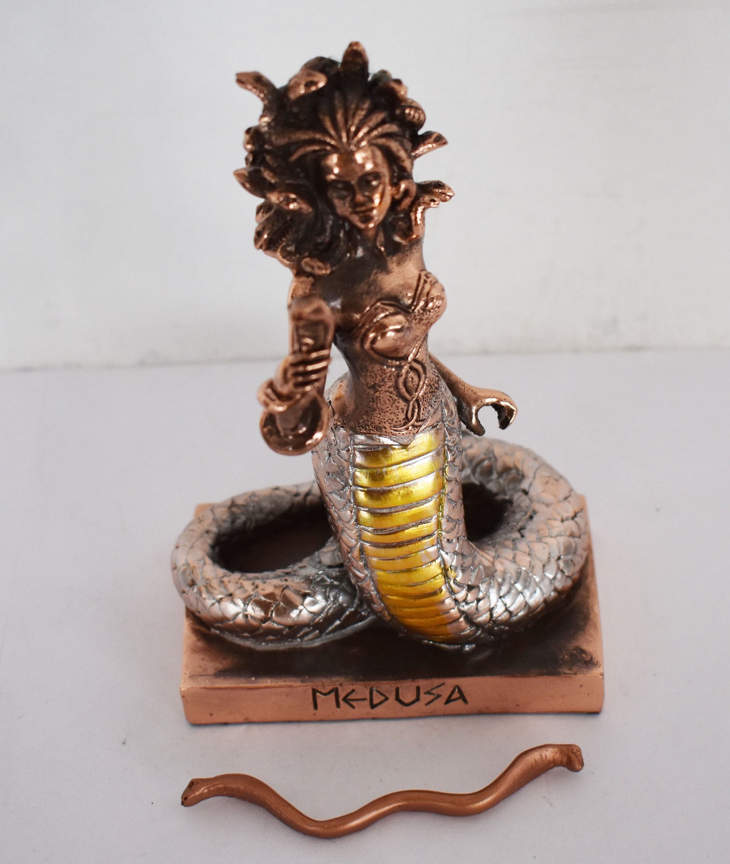 Medusa - The only Gorgon who was mortal - Snake-Haired - Snake Lady - Monster Figure - Perseus Myth - Copper Plated Alabaster