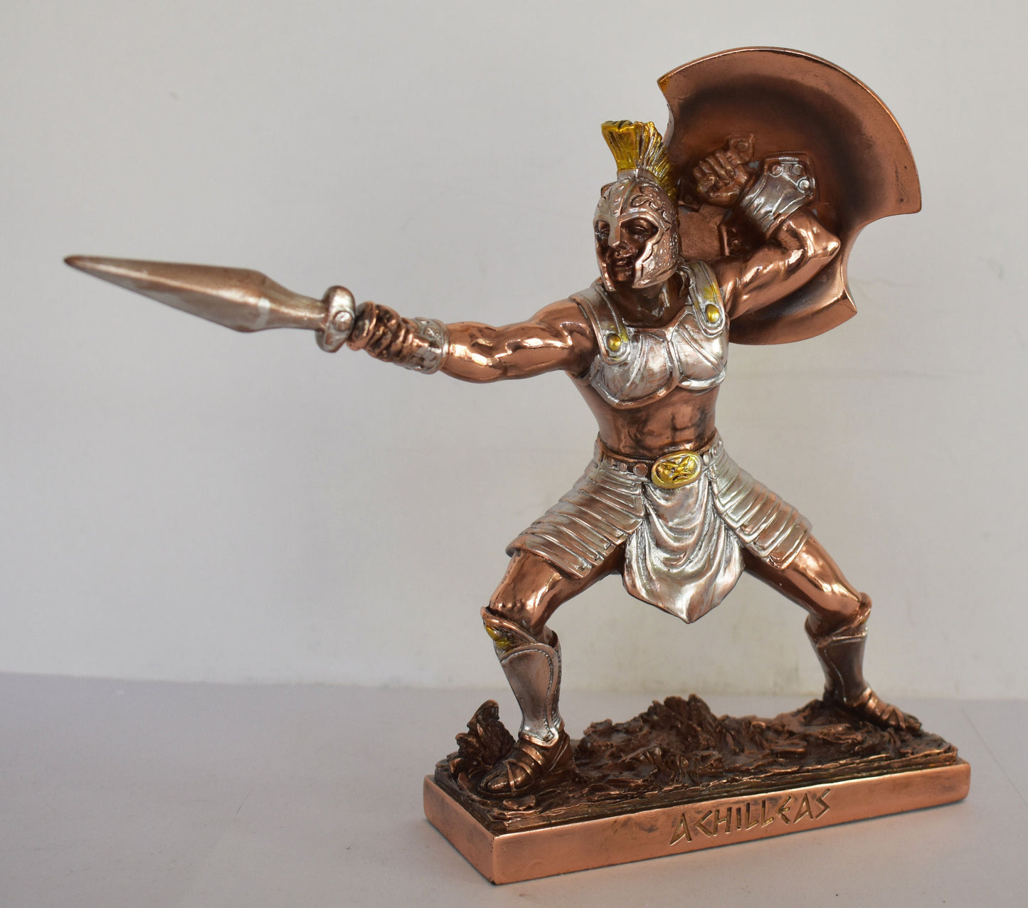 Achilles - King of the Myrmidons - Greatest of all the Greek warriors - Son of Thetis - Trojan War, Homer's Iliad - Copper Plated Alabaster