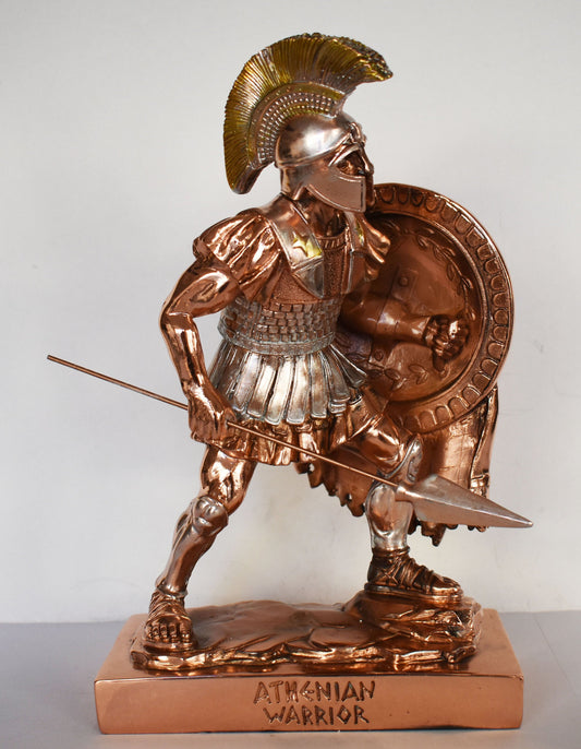Athenian Hoplite of the Persian Wars - Warrior - Marathon Battle,490 BC - Rise of the Classical Greek Civilization - Copper Plated Alabaster