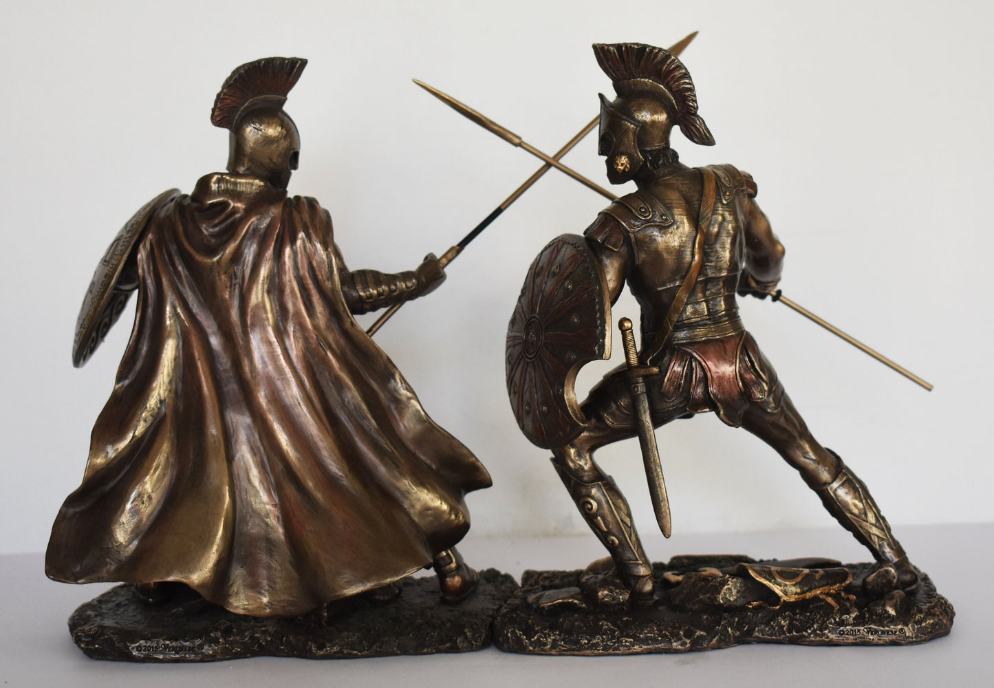 Achilles and Hector Set - Fight Scene - Greek Warrior against Trojan Prince - Trojan War - Homer's Iliad - Cold Cast Bronze Resin