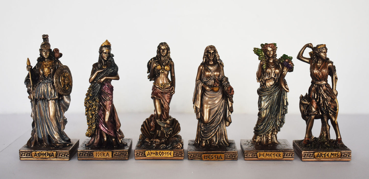 Set of theTwelve Olympians - Principal Gods of the Greek Pantheon - Ancient Greek and Roman Religion - Miniatures - Cold Cast Bronze Resin