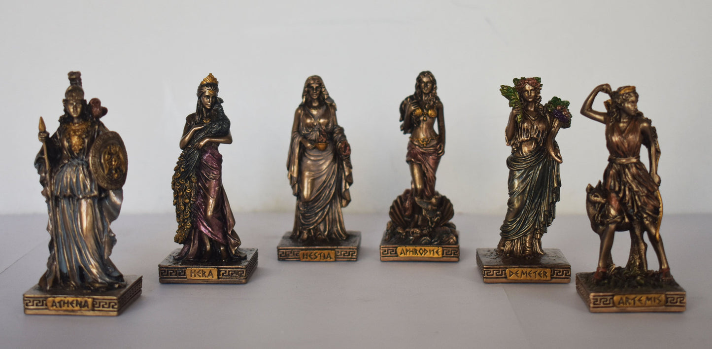 Set of theTwelve Olympians - Principal Gods of the Greek Pantheon - Ancient Greek and Roman Religion - Miniatures - Cold Cast Bronze Resin