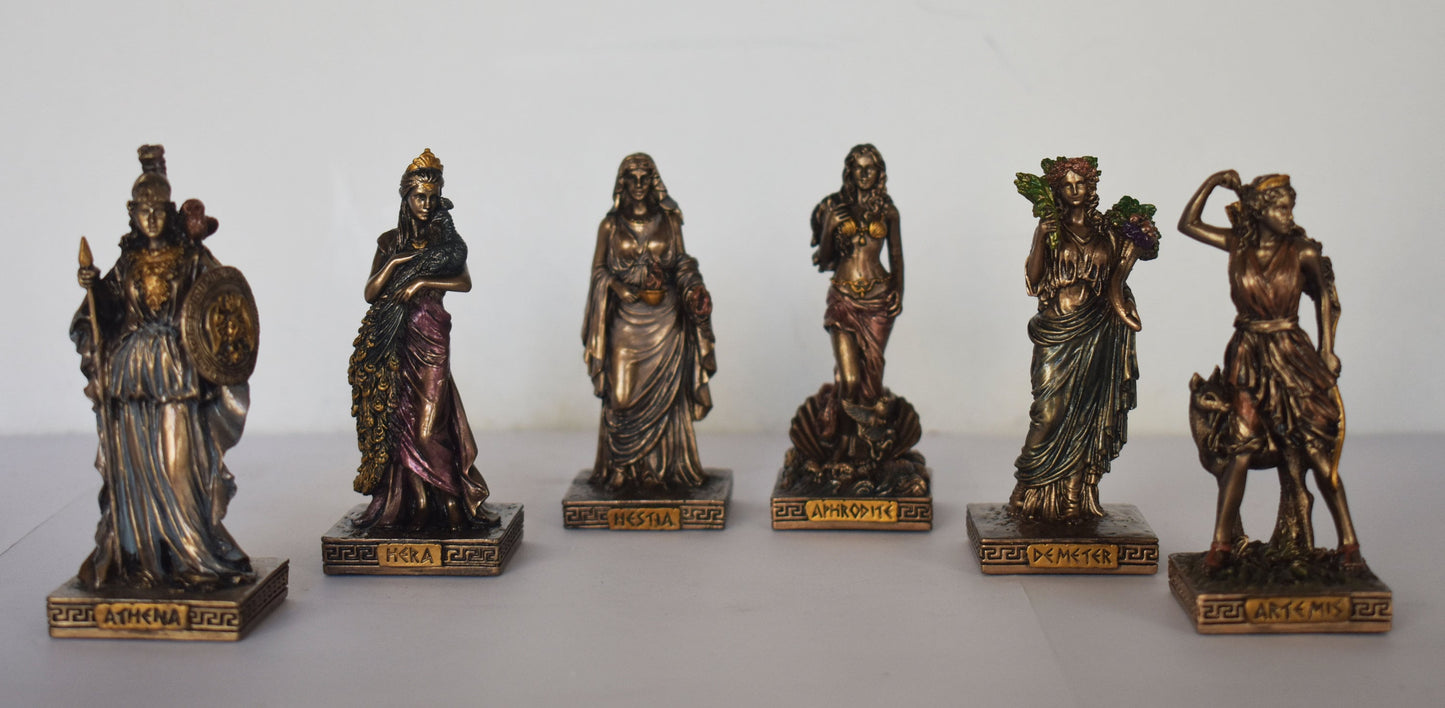 Set of theTwelve Olympians - Principal Gods of the Greek Pantheon - Ancient Greek and Roman Religion - Mythology - Cold Cast Bronze Resin
