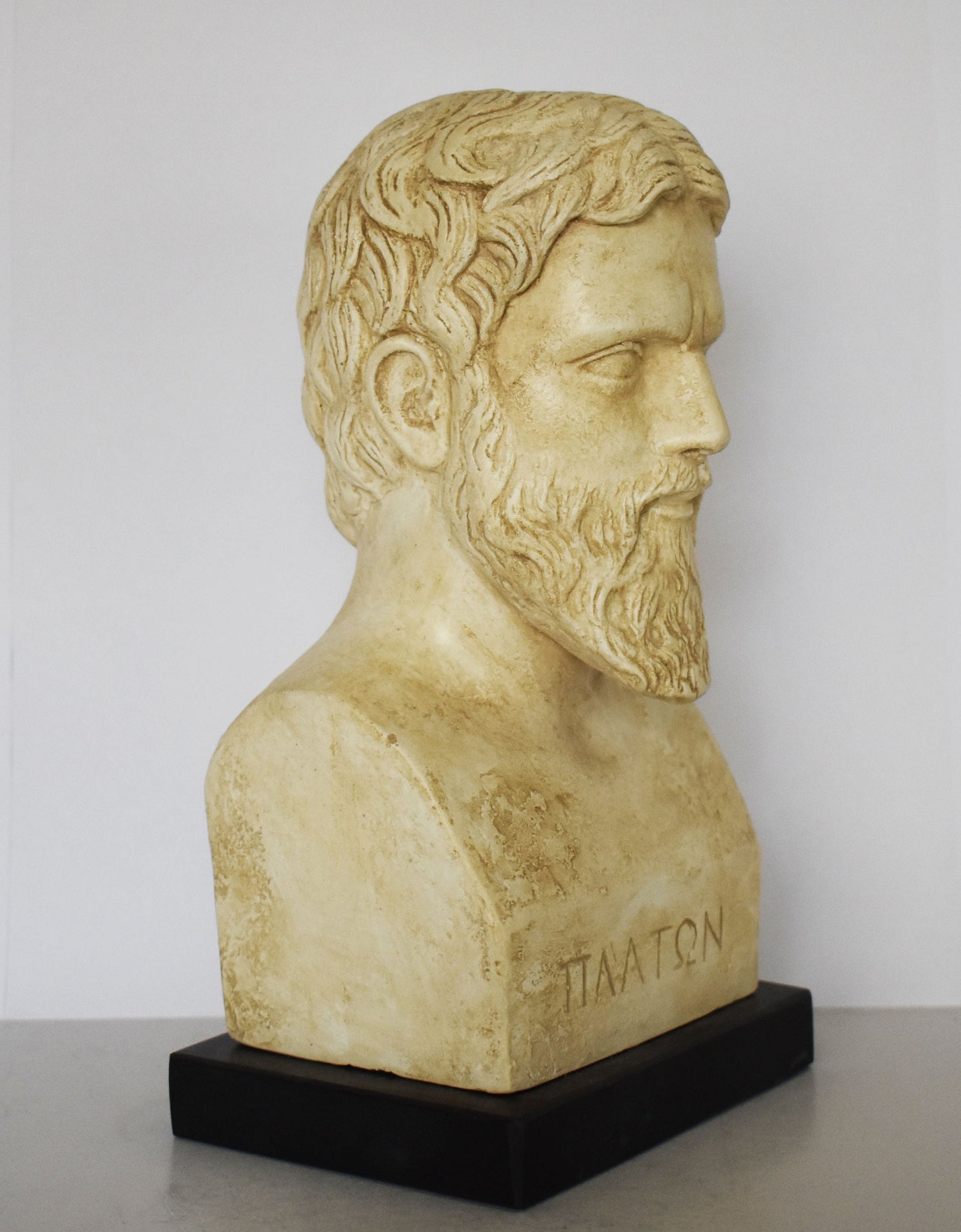 Plato - Ancient Greek Philoshopher - Athens, 428–348 BC - Marble Base - Museum Reproduction - Head Bust