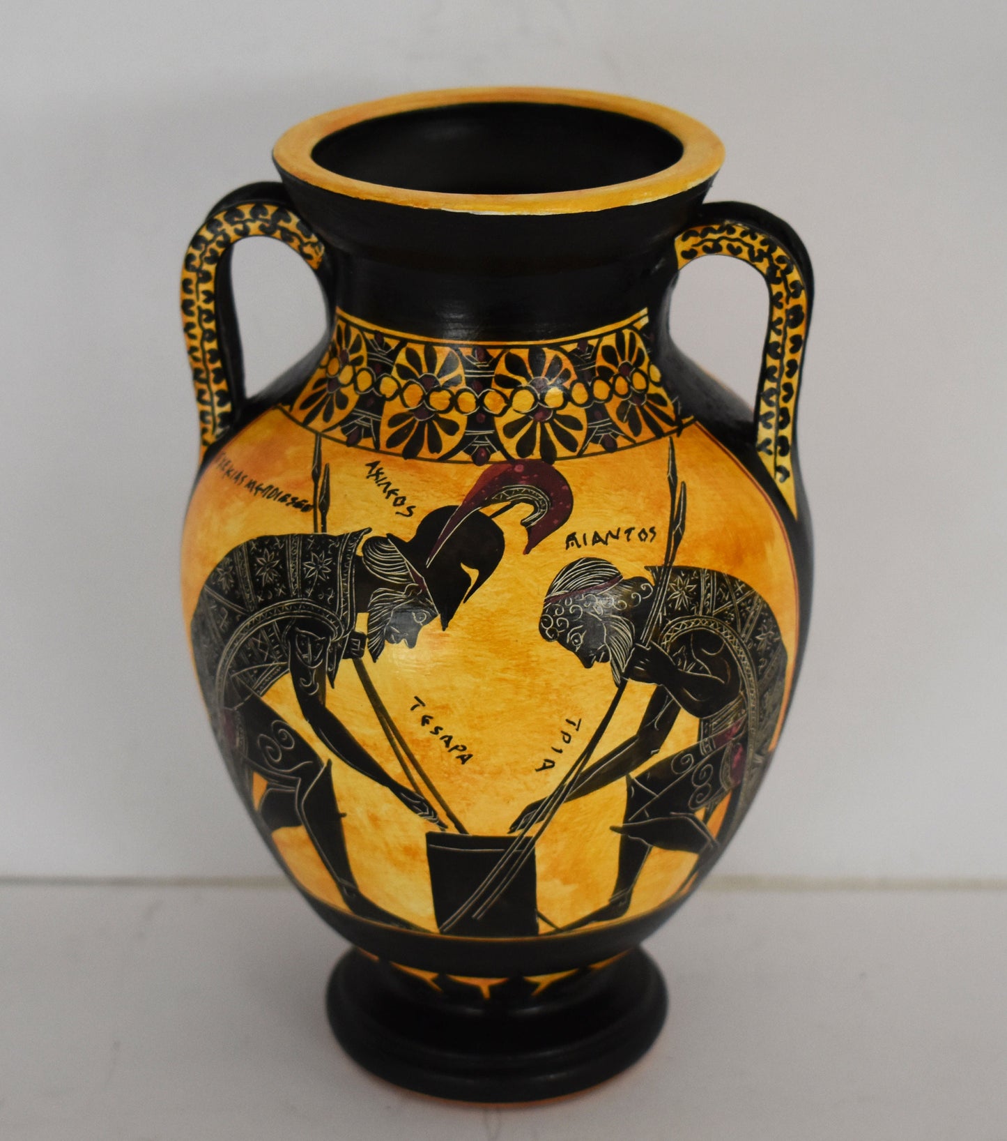 Achilles and Ajax playing Dice - Trojan War, Homer's Iliad - Attic Black Figure - Small - Musei Vaticani - Replica - Amphora Vase