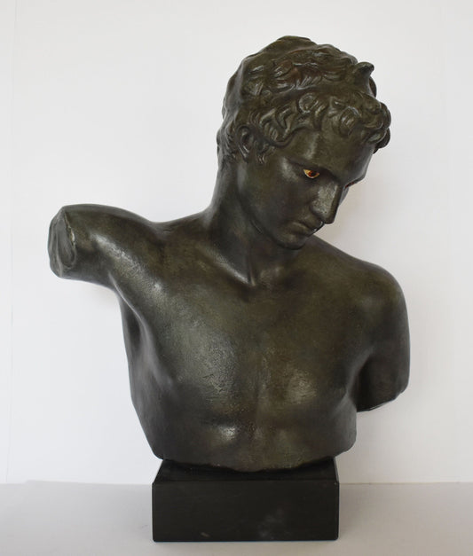 The Marathon Boy or Ephebe of Marathon - National Archaeological Museum of Athens - Reproduction - Head Bust - Bronze Colour Effect