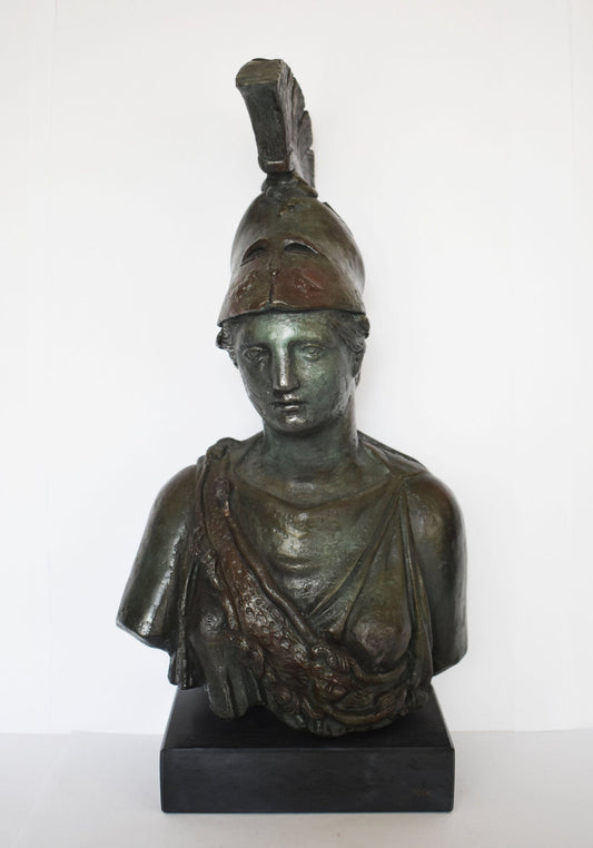 Piraeus Athena Minerva - Greek goddess of Wisdom, Strength, Strategy, Womens Purity - Piraeus Museum - Head Bust - Bronze Colour Effect