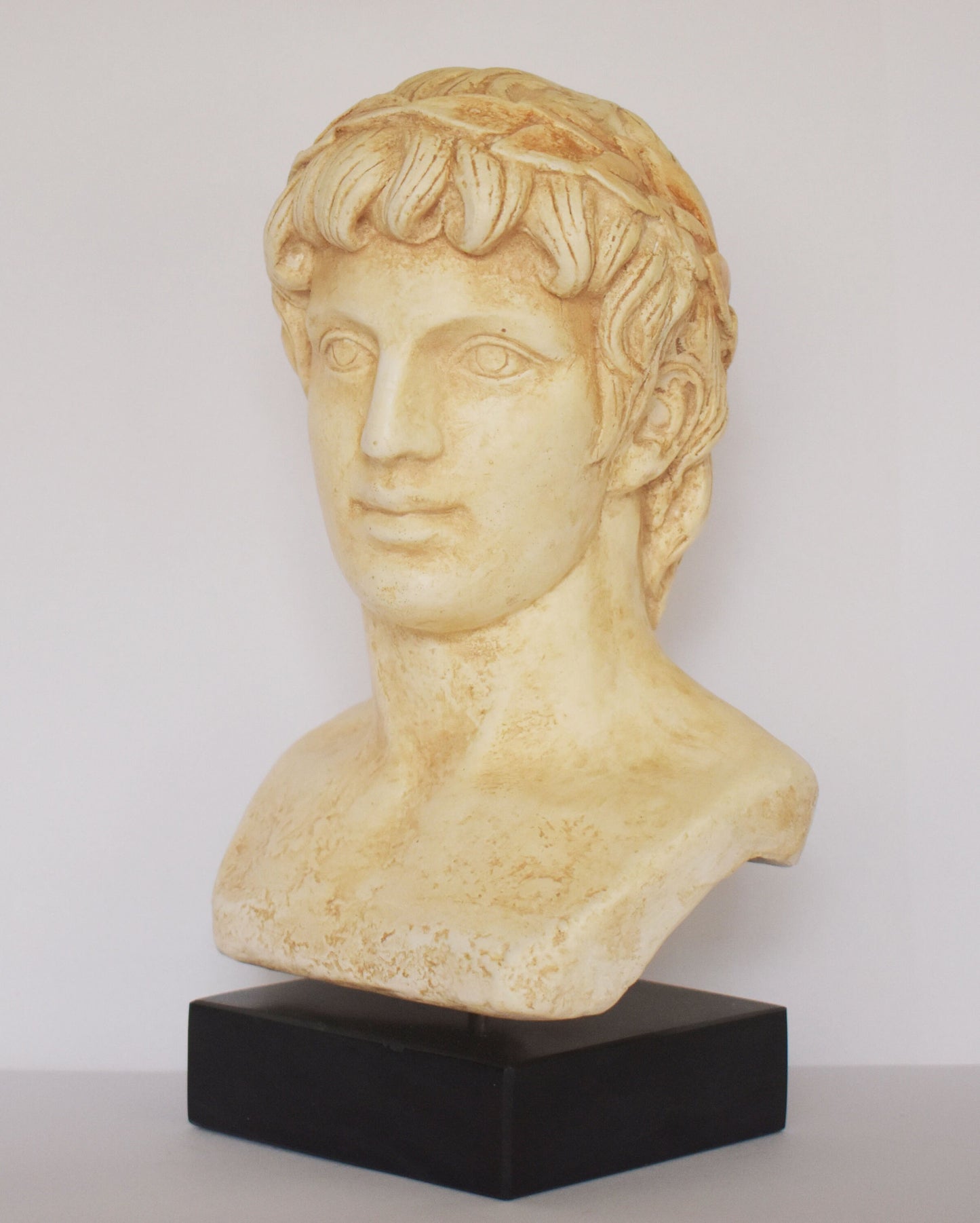 Apollo- God of Music,Poetry, Art, Prophecy, Truth, Archery, Plague, Healing, Sun and Light  - Marble Base - Head Bust