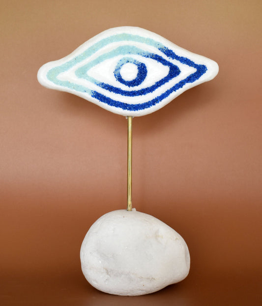 Apotropaic Eye - A symbol to Ward off Evil - Protection and Good Luck - Ancient Greece - Sand Decoration - Real Marble