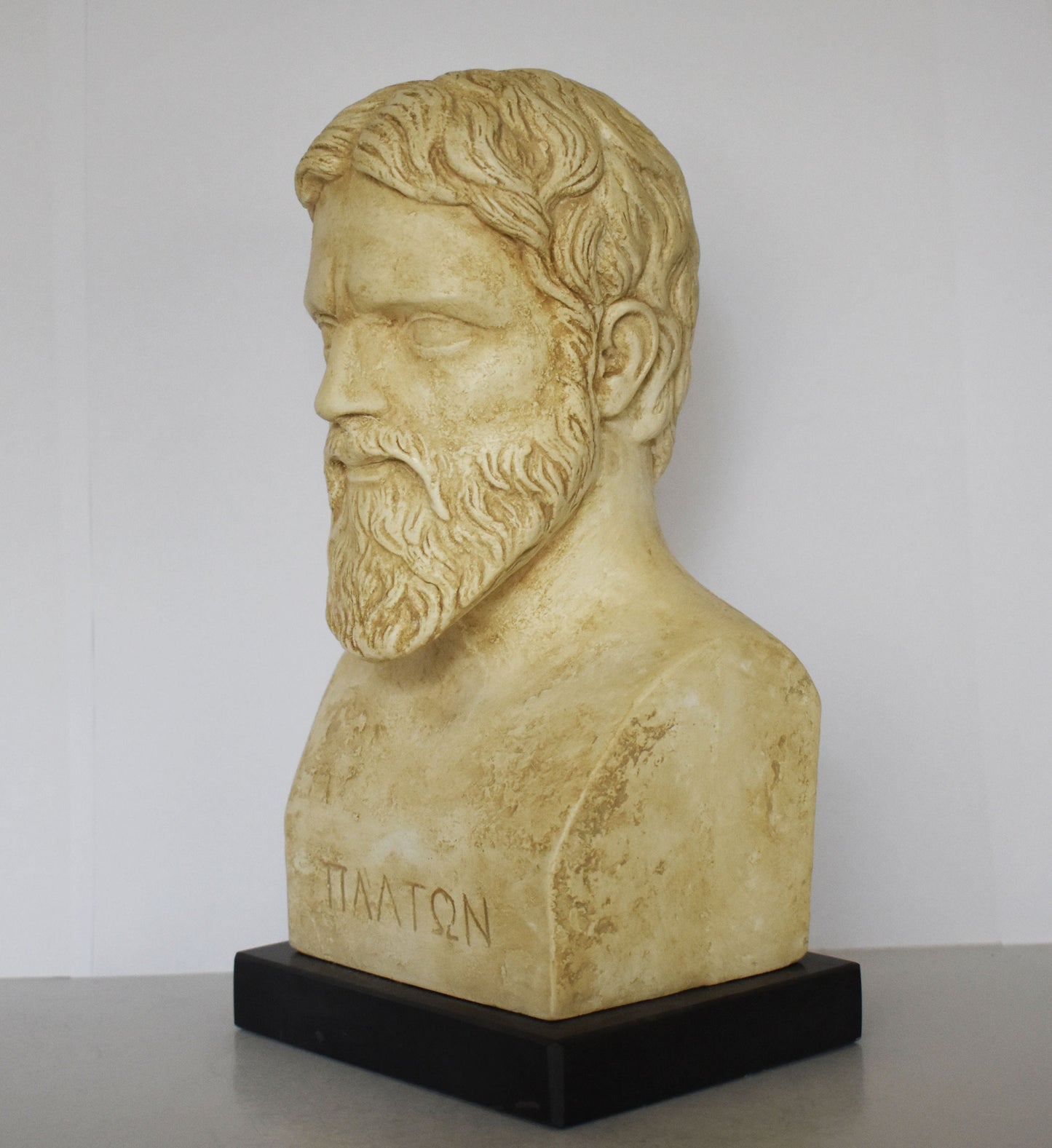 Plato - Ancient Greek Philoshopher - Athens, 428–348 BC - Marble Base - Museum Reproduction - Head Bust