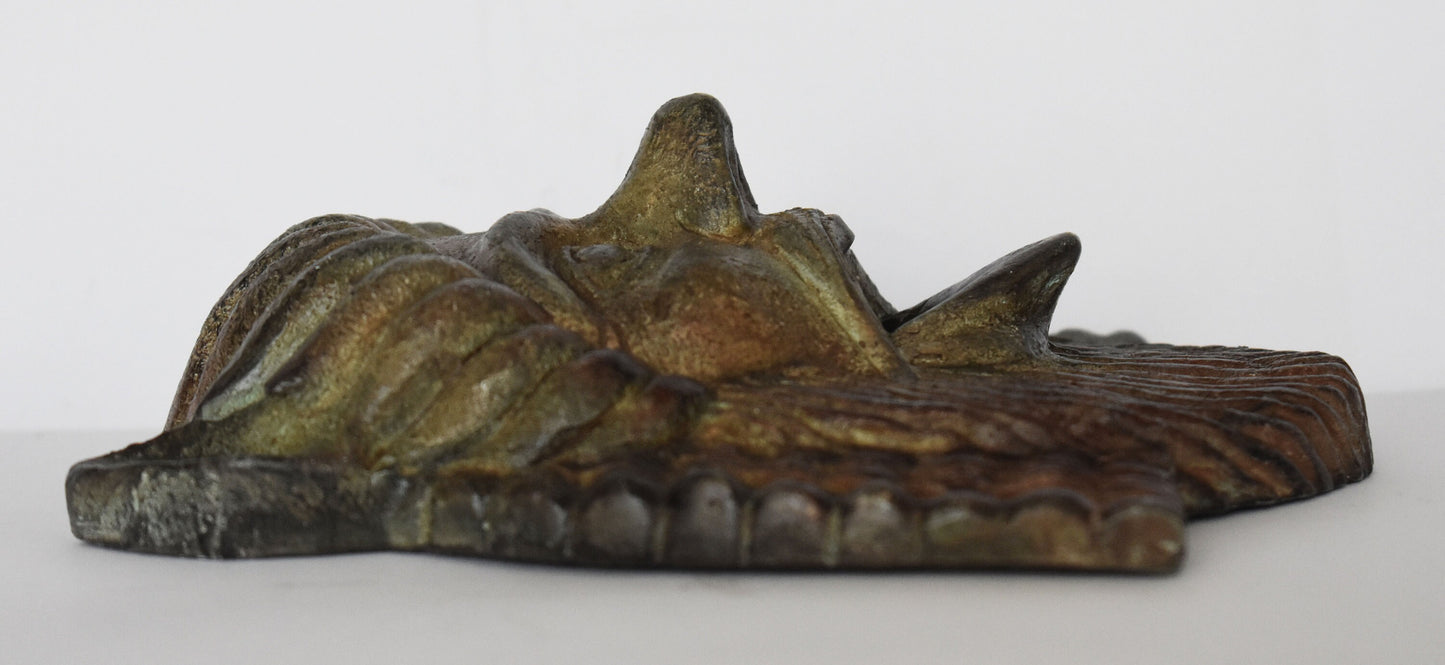 Satyr Mask - Male Nature Spirit - Attendant of Pan and Dionysus - Goat-Human Hybrid - Pleasure - Wall Decoration - Bronze Colour Effect