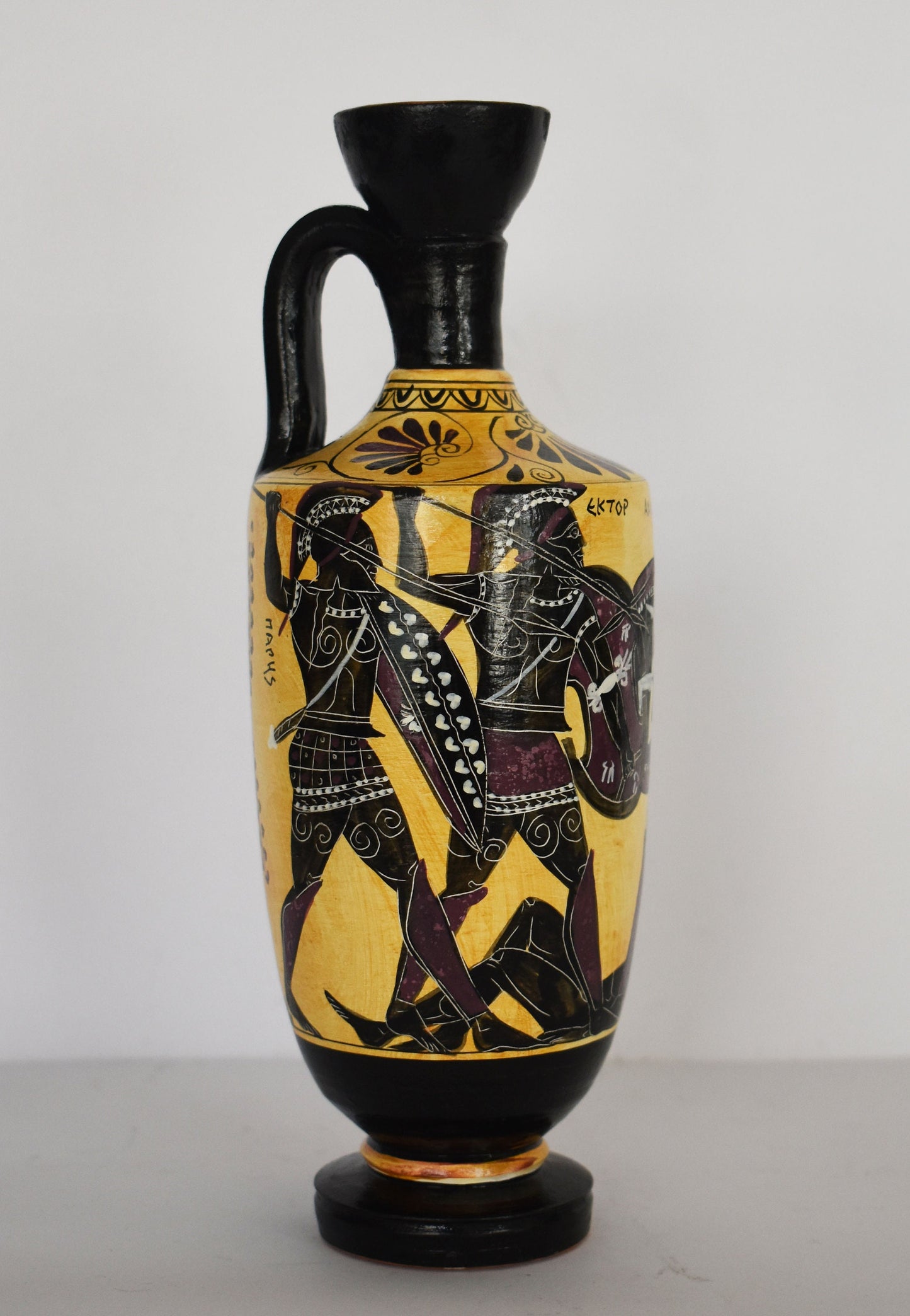 Achilles Hector Menelaus Paris Patroclus - Trojan War, Homer's Iliad - Red Figure Vase - Small - Museum Replica - Lekythos