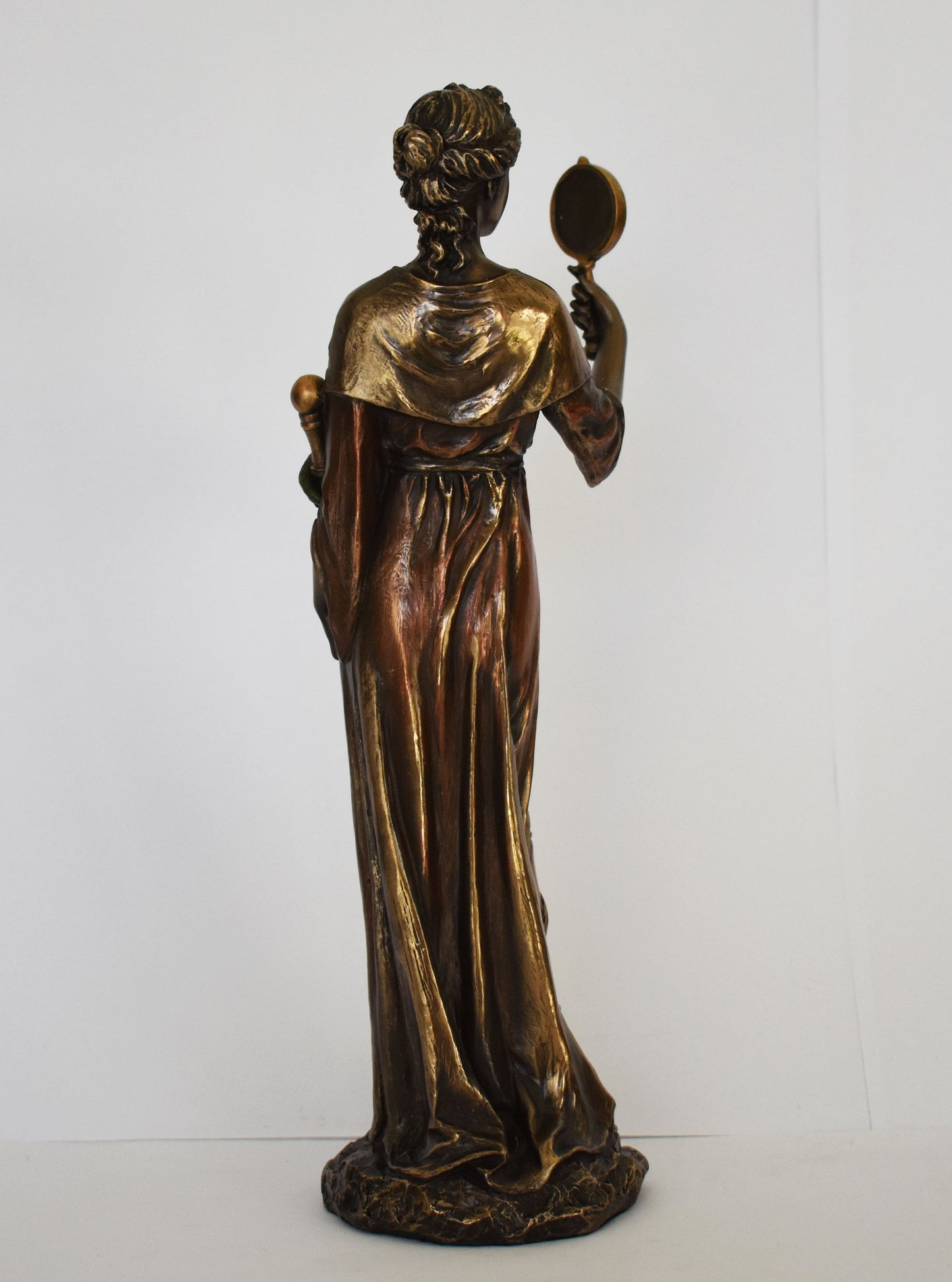 Prudence - Allegorical Female Personification of the Virtue - Mirror and Snake Symbols - Cold Cast Bronze Resin