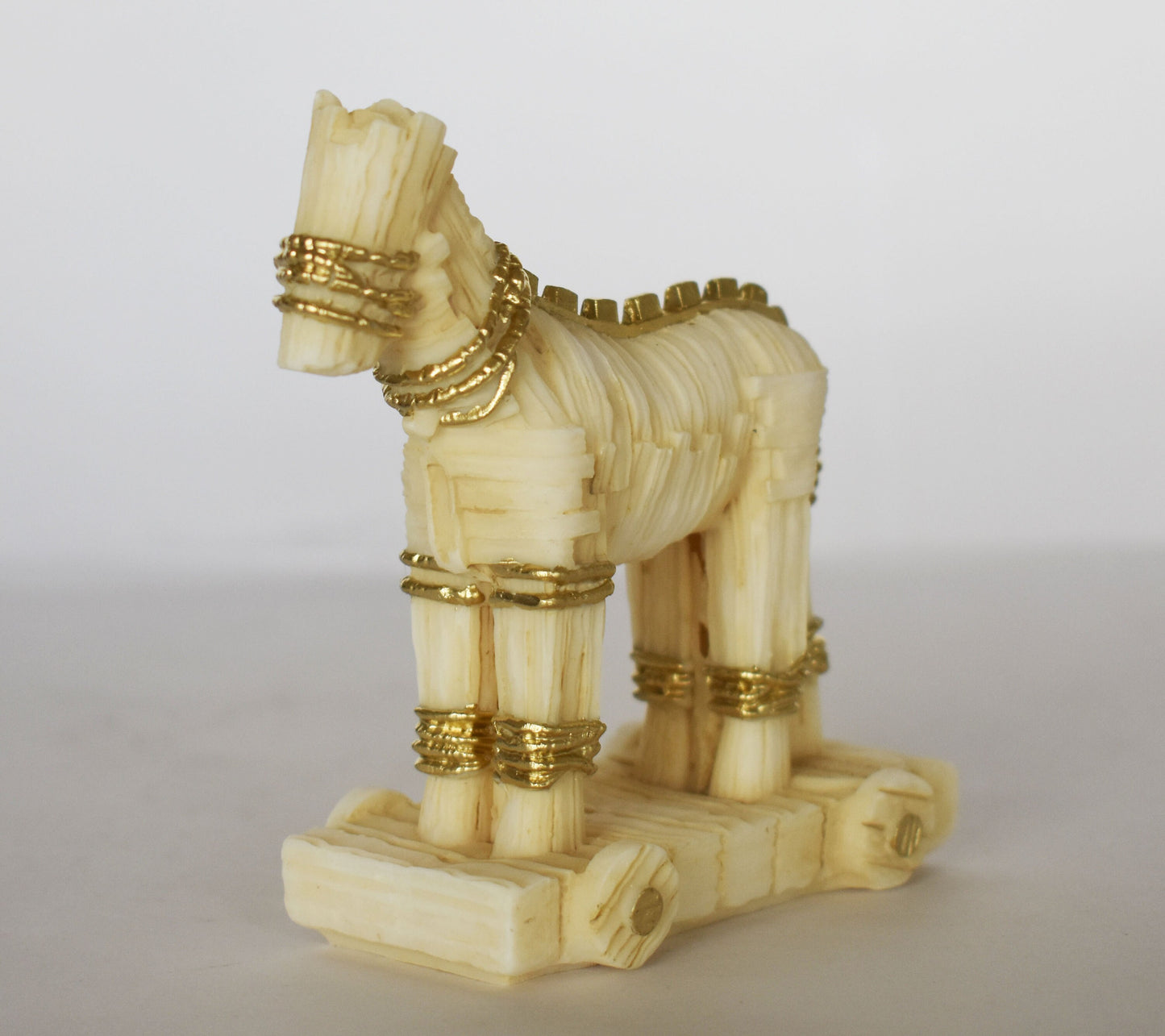 Trojan Horse - Hollow - Used by the Greeks to Conquer Troy - Homer's Iliad - aged alabaster statue