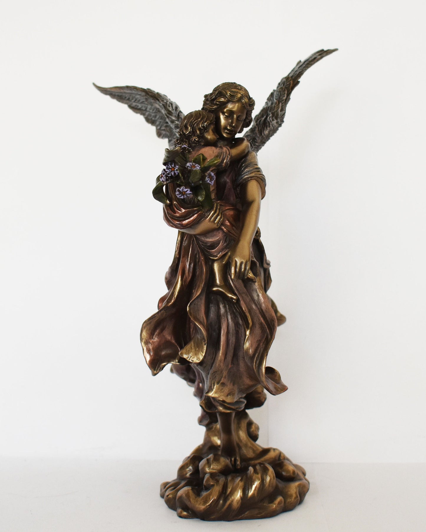 Mother Risks her Life to Protect her Children - Angel Wings - A Tribute to the Tears and Triumphs of Being a Mom - Cold Cast Bronze Resin