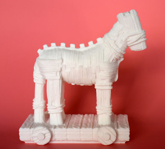 Trojan Horse - Hollow - Used by the Greeks to Conquer Troy - Homer's Iliad -  alabaster statue
