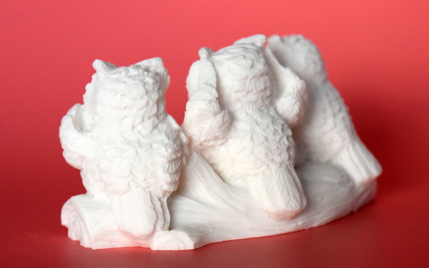 Three Owls - Symbol of wisdom, Goddess Athena - Alabaster Sculpture