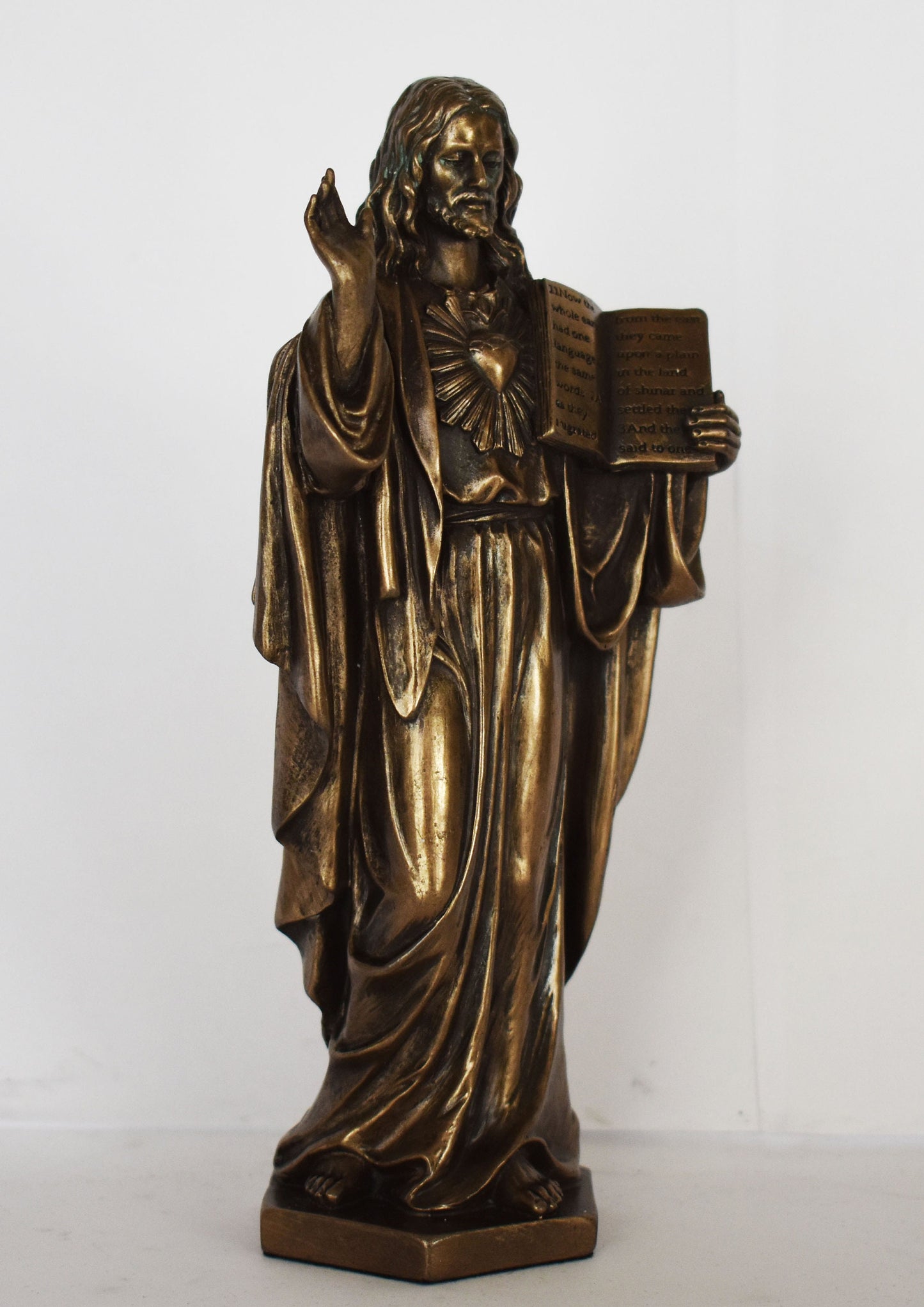 Jesus Christ with Open Bible in His Hands - Christianity - Messiah - Incarnation of God - Cold Cast Bronze Resin