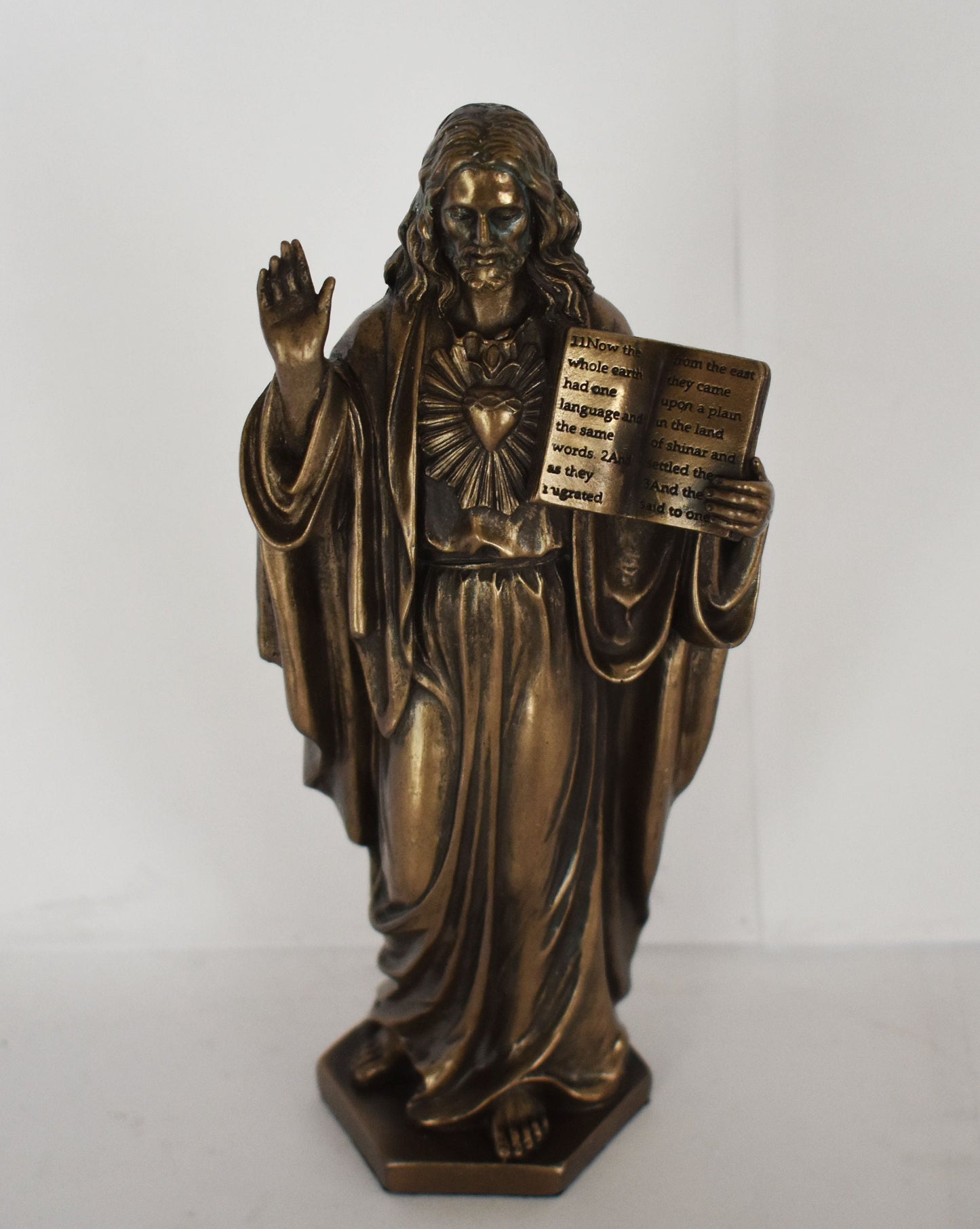 Jesus Christ with Open Bible in His Hands - Christianity - Messiah - Incarnation of God - Cold Cast Bronze Resin