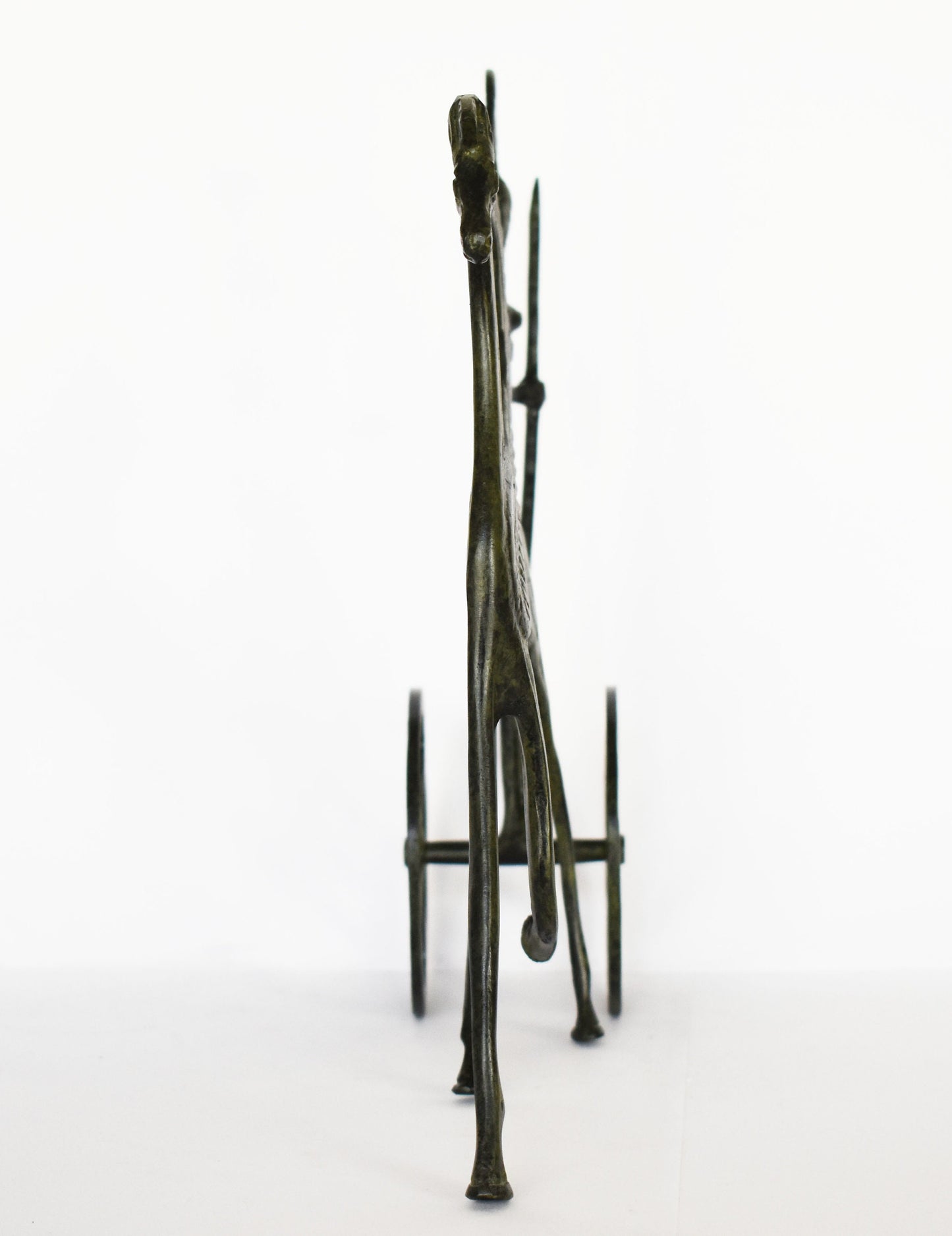 Goddess Athena with Spear and Pegasus, the Flying Horse - Ancient Greek Chariot - pure Bronze Sculpture