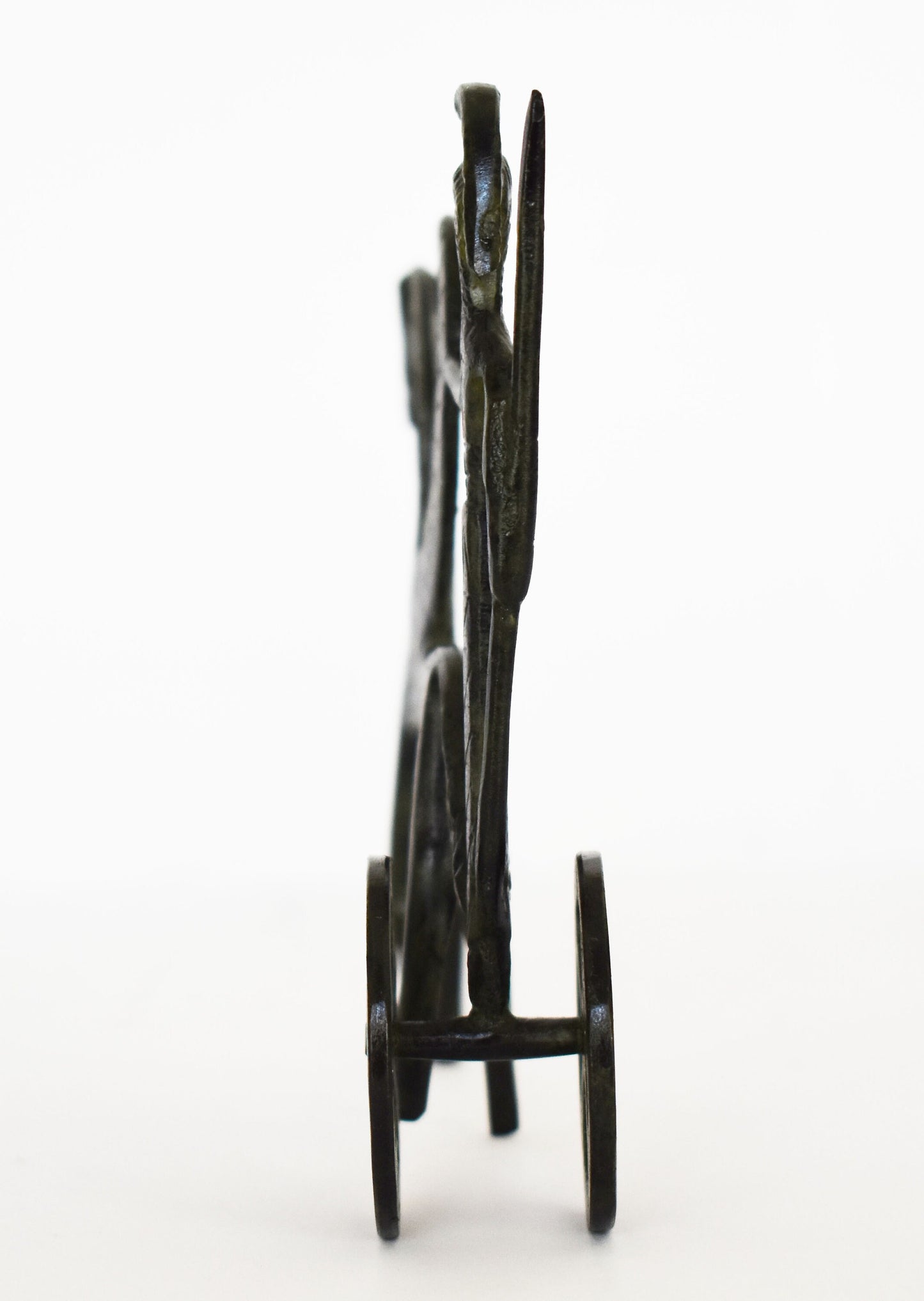 Ancient Greek Chariot - Goddess Athena with Spear and Pegasus, the Flying Horse - Small - pure Bronze Sculpture