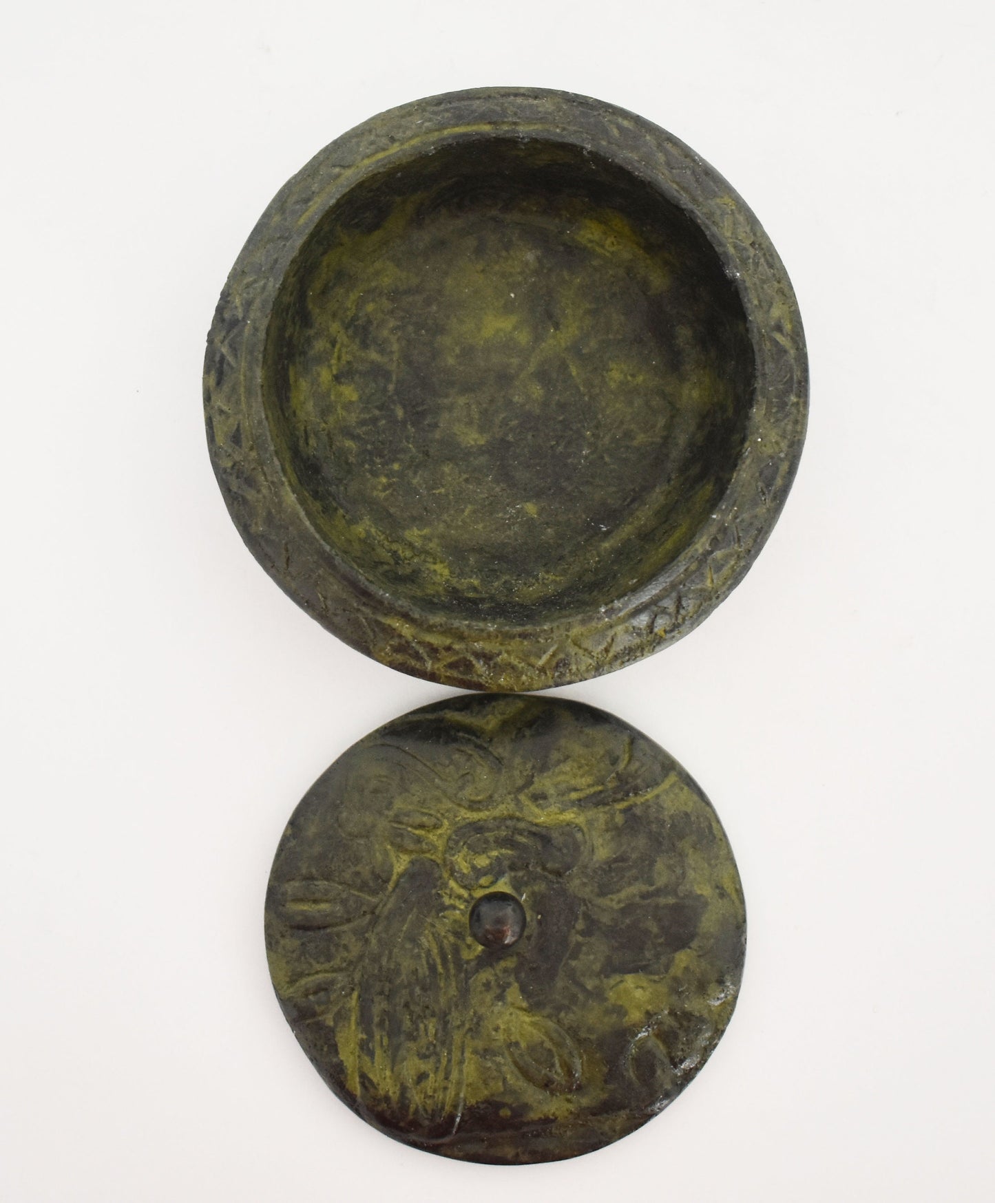 Ancient Greek Pyxis - Greek Roman Goddess Athena Minerva - Wisdom and Intelligence - pure Bronze