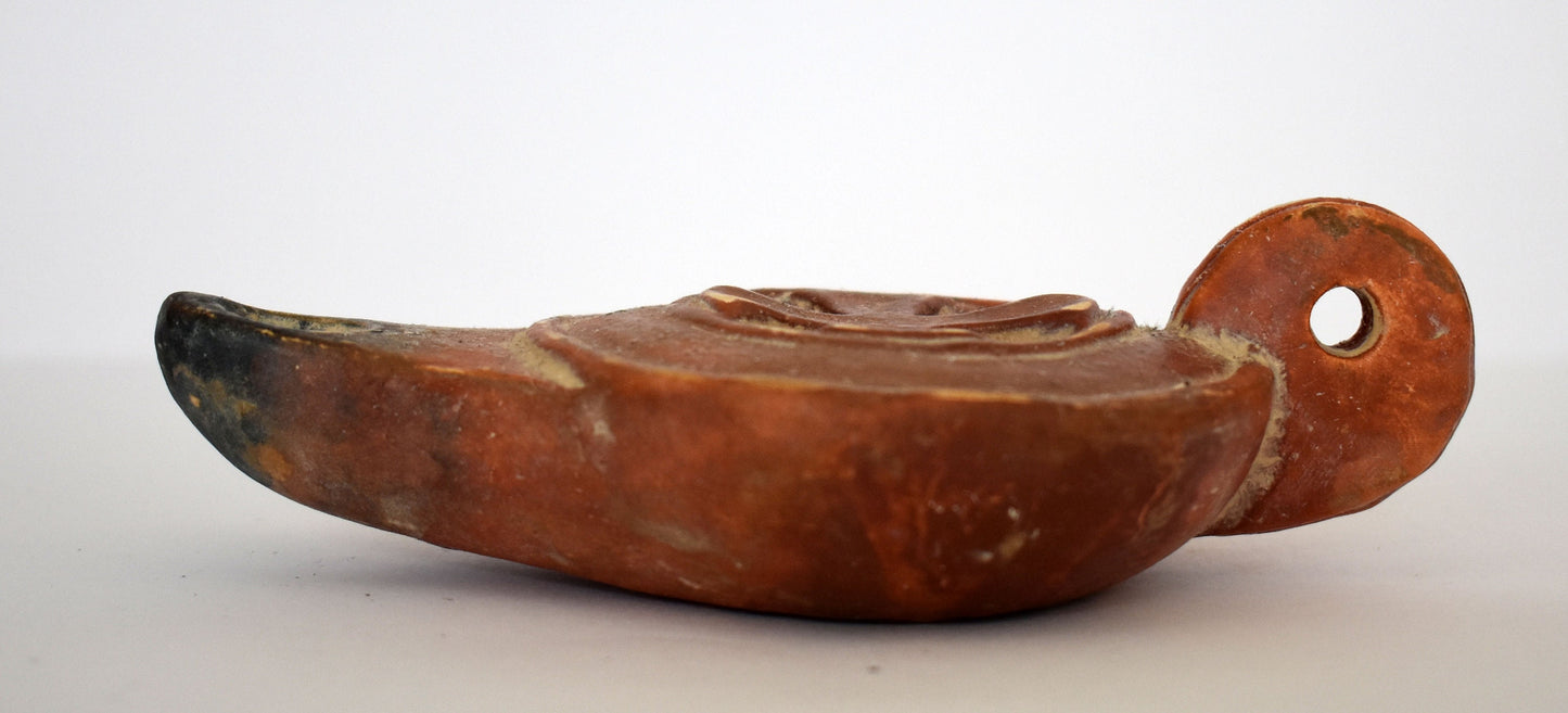 Oil Lamp - Christian - Cross - 300 AC - Museum Reproduction - Ceramic Artifact