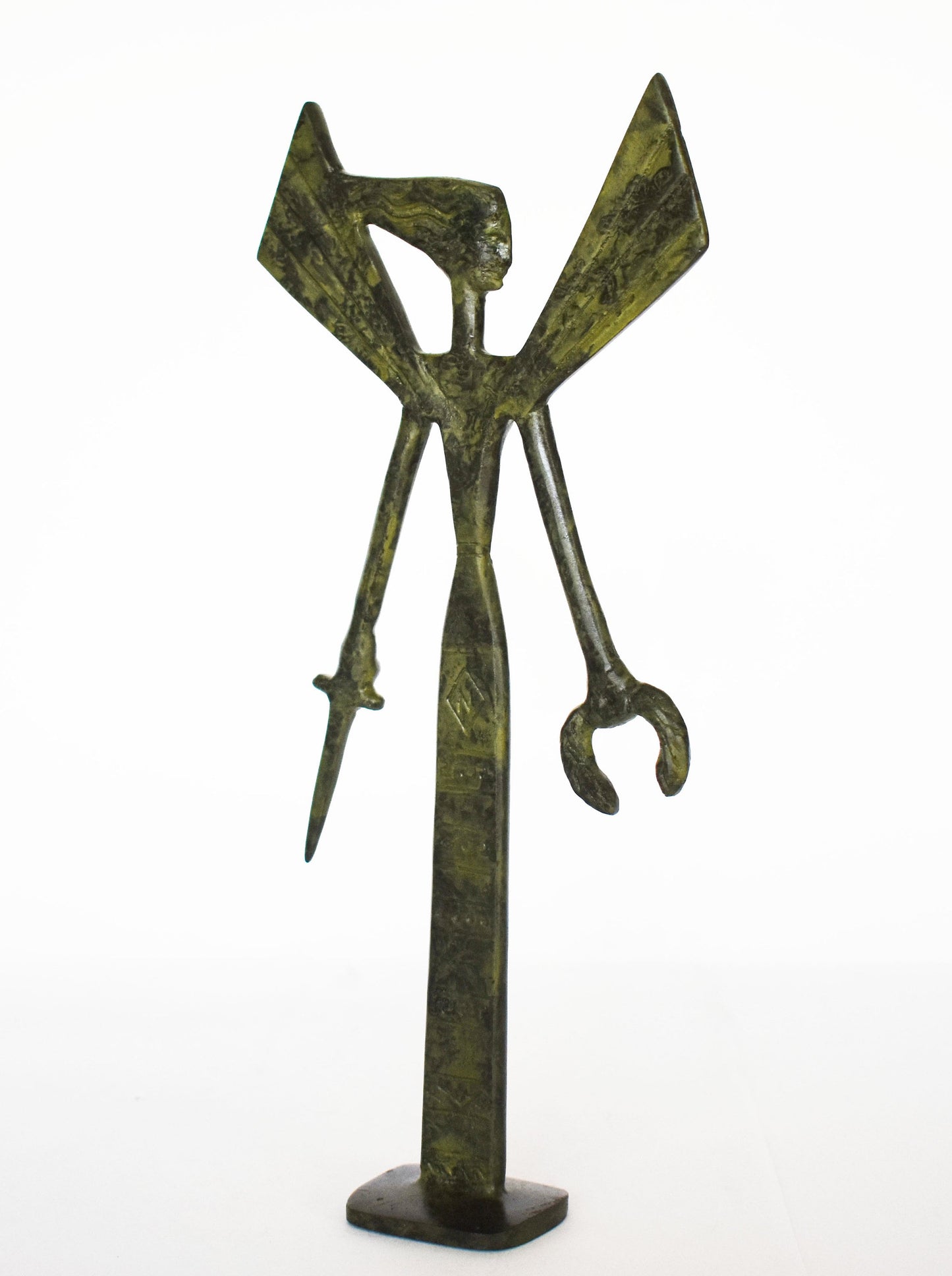 Nike - goddess of victory in Greek mythology - depicted as a winged woman, symbolizing victory, strength, and speed - pure bronze statue