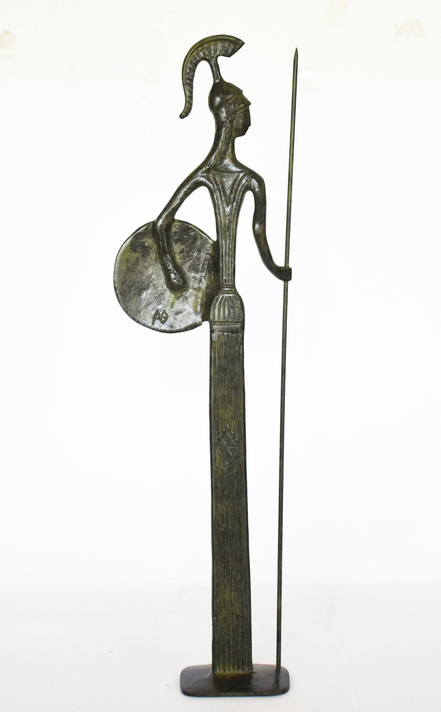 Athena Minerva with Spear and Shield - Pallas or Parthenos - Greek Roman Goddess of wisdom, handicraft, and warfare - pure bronze statue