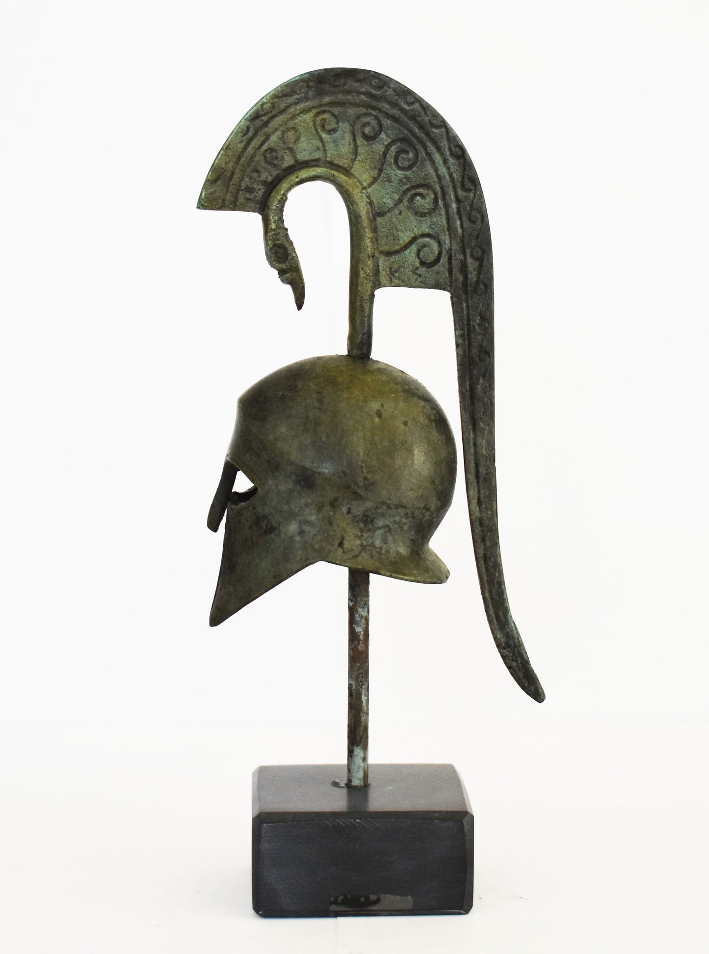 Ancient Greek Spartan Corinthian Helmet - Marble Base - Small - Museum Reproduction - pure bronze statue