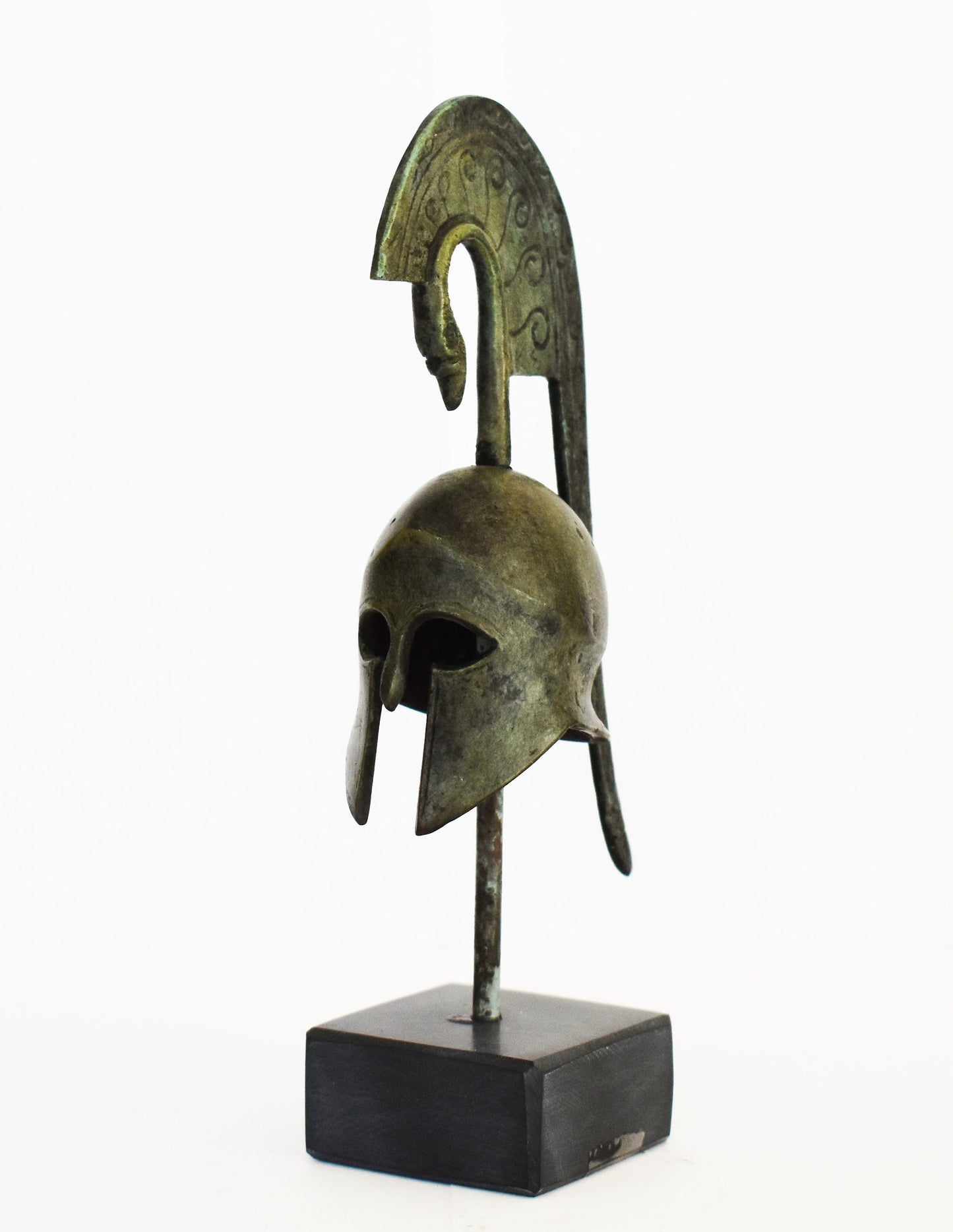 Ancient Greek Spartan Corinthian Helmet - Marble Base - Small - Museum Reproduction - pure bronze statue