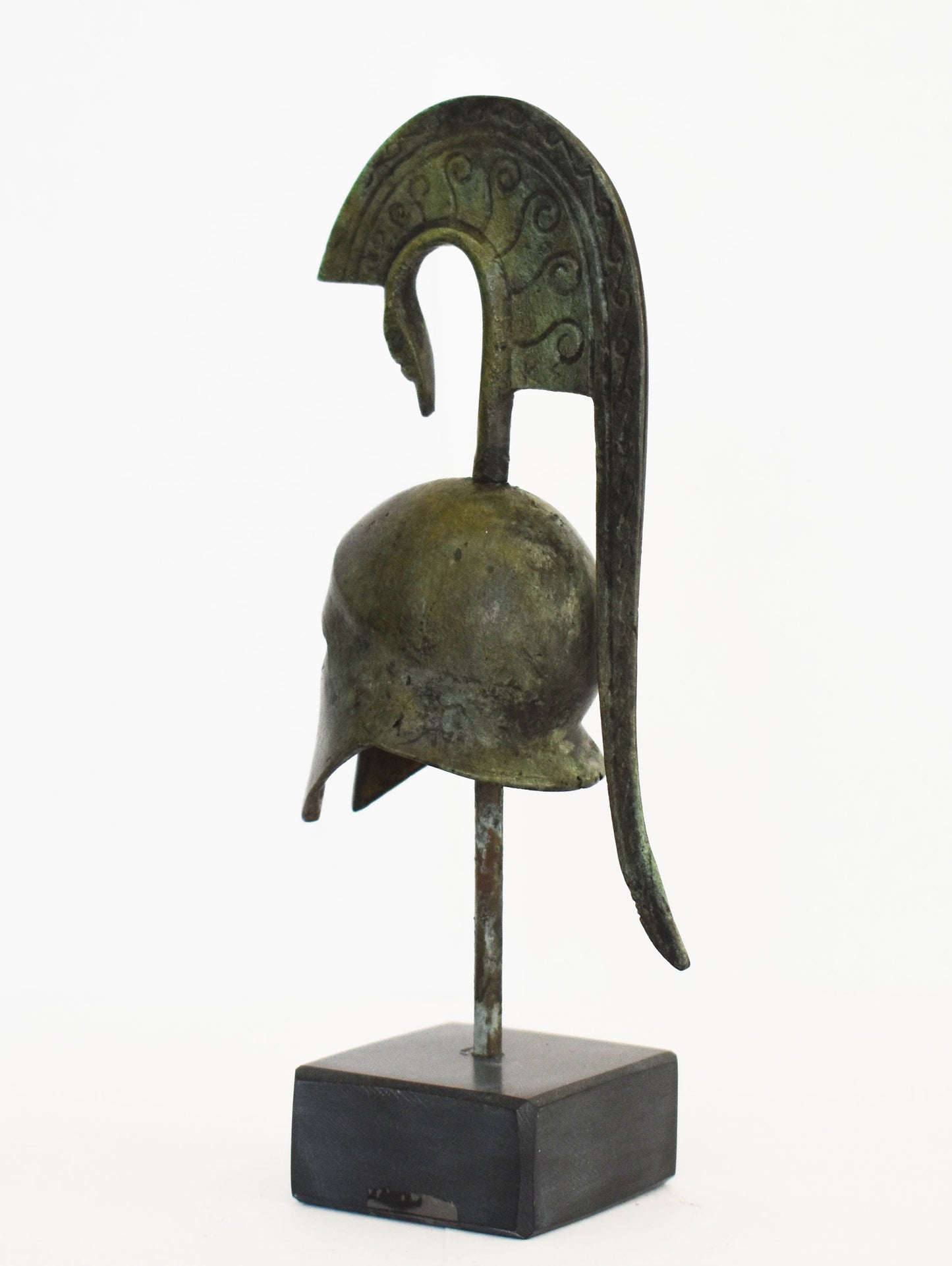 Ancient Greek Spartan Corinthian Helmet - Marble Base - Small - Museum Reproduction - pure bronze statue